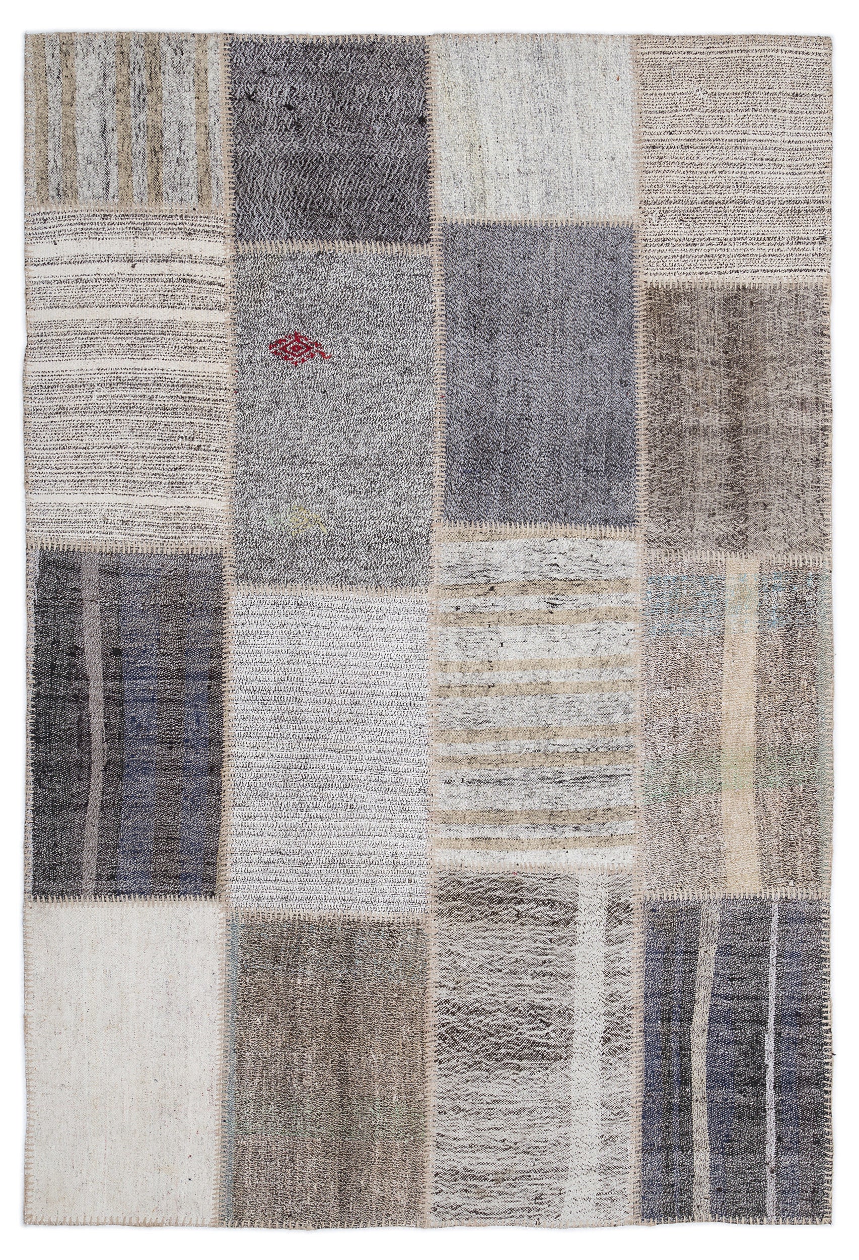Striped Over Dyed Kilim Patchwork Unique Rug 5'3'' x 7'7'' ft 160 x 230 cm