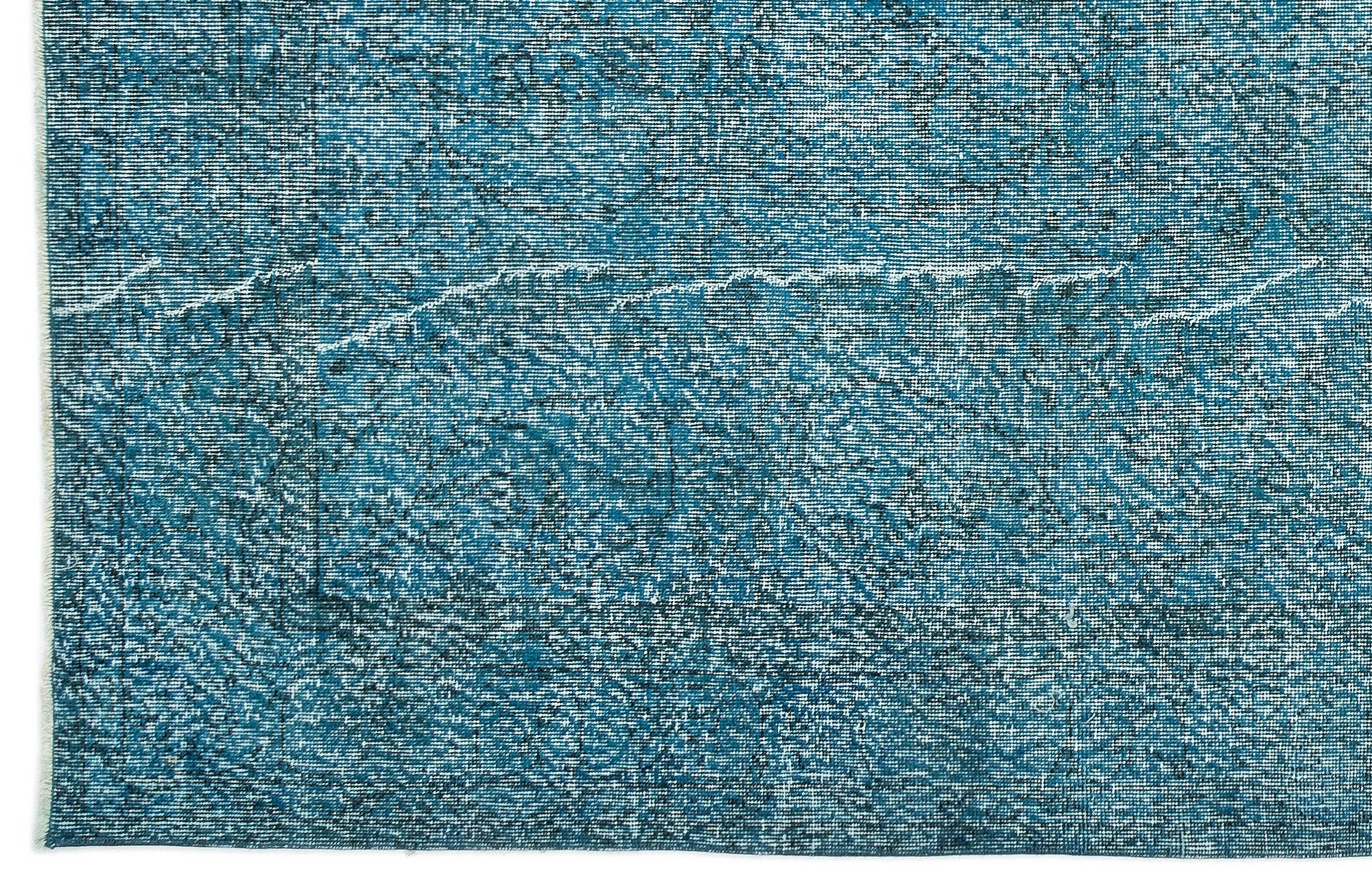 Turquoise Over Dyed Vintage Rug 6'3'' x 9'4'' ft 190 x 285 cm