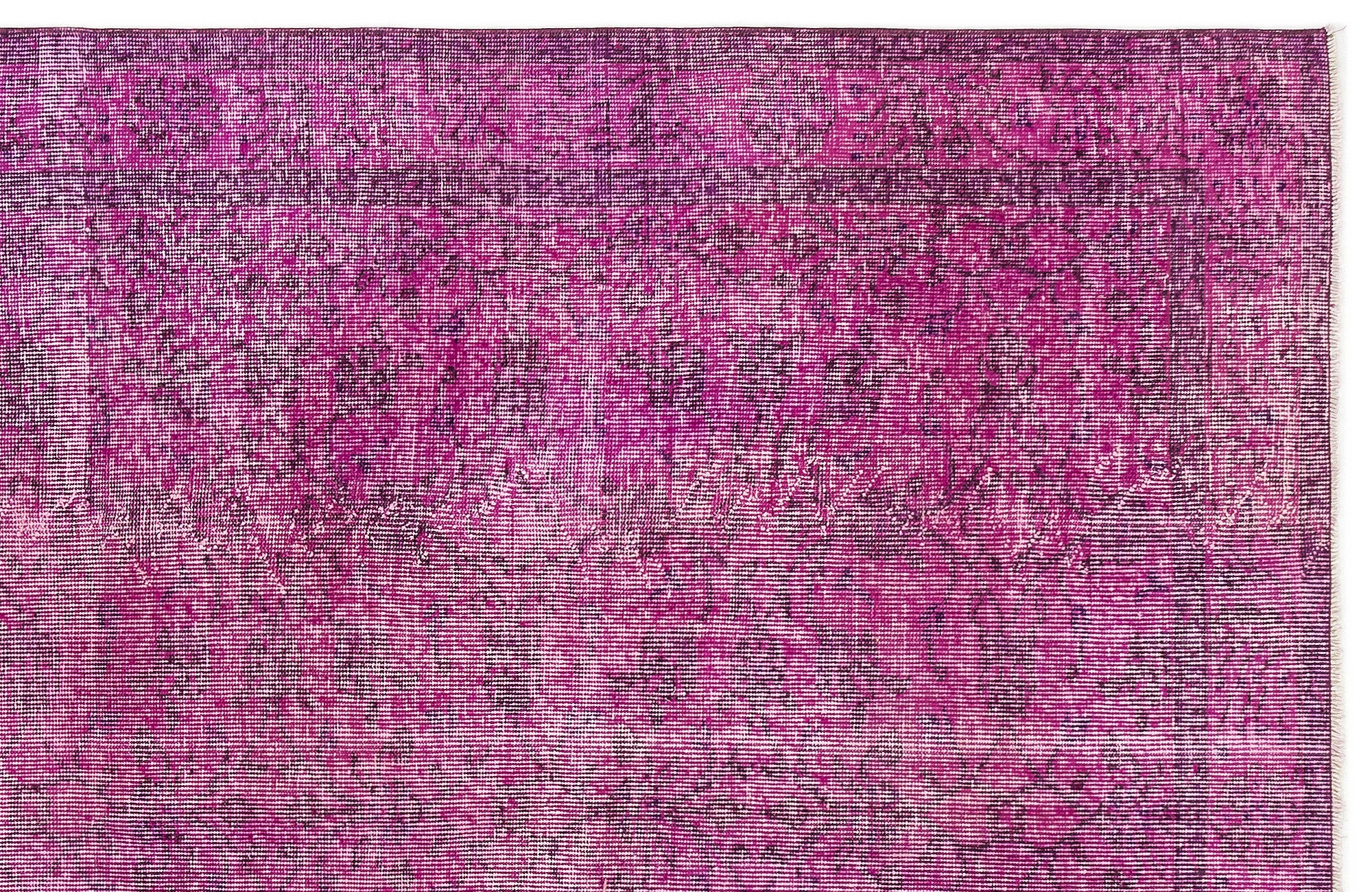 Fuchsia Over Dyed Vintage Rug 5'7'' x 8'6'' ft 169 x 260 cm