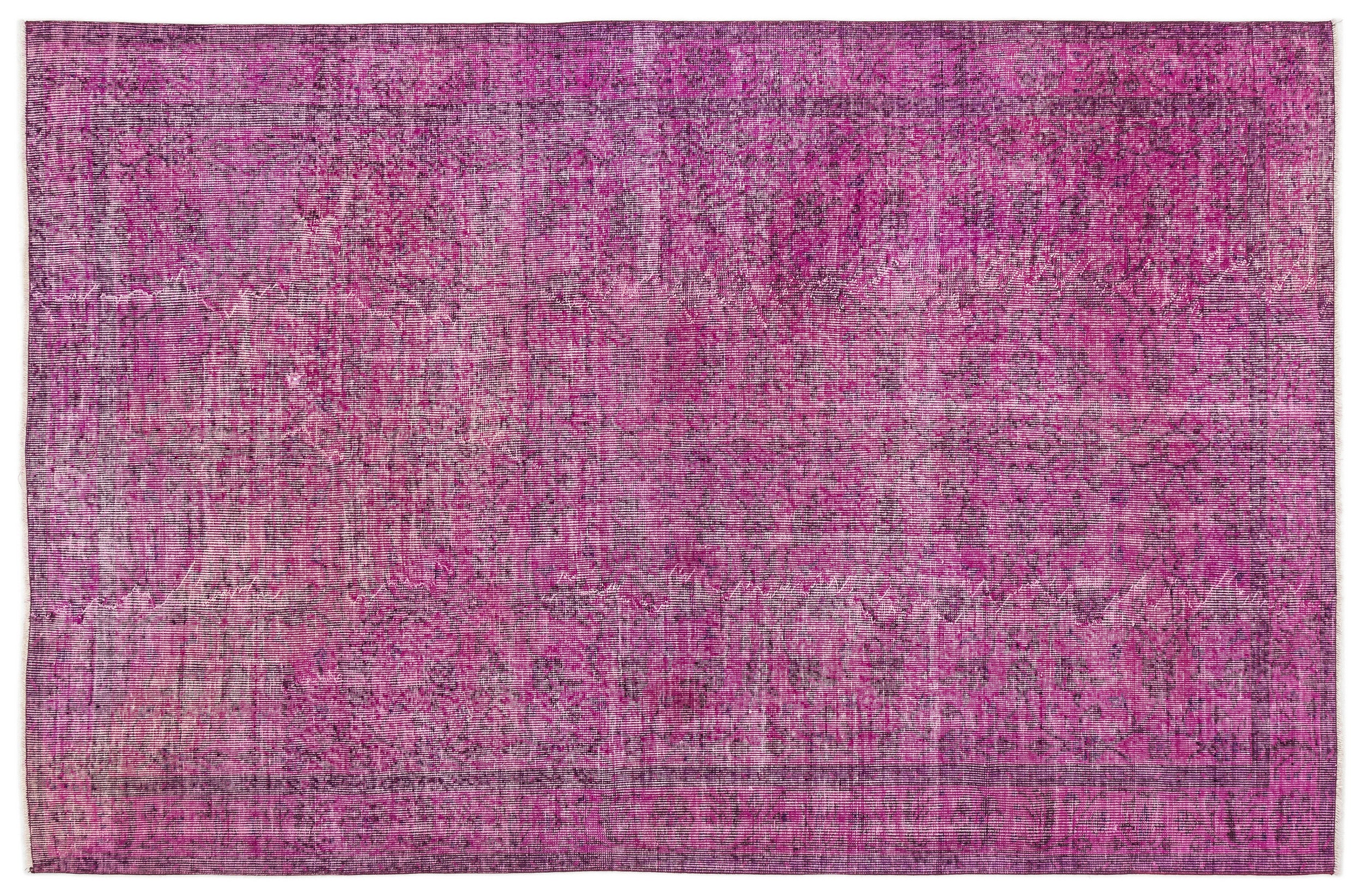 Fuchsia Over Dyed Vintage Rug 5'7'' x 8'6'' ft 169 x 260 cm