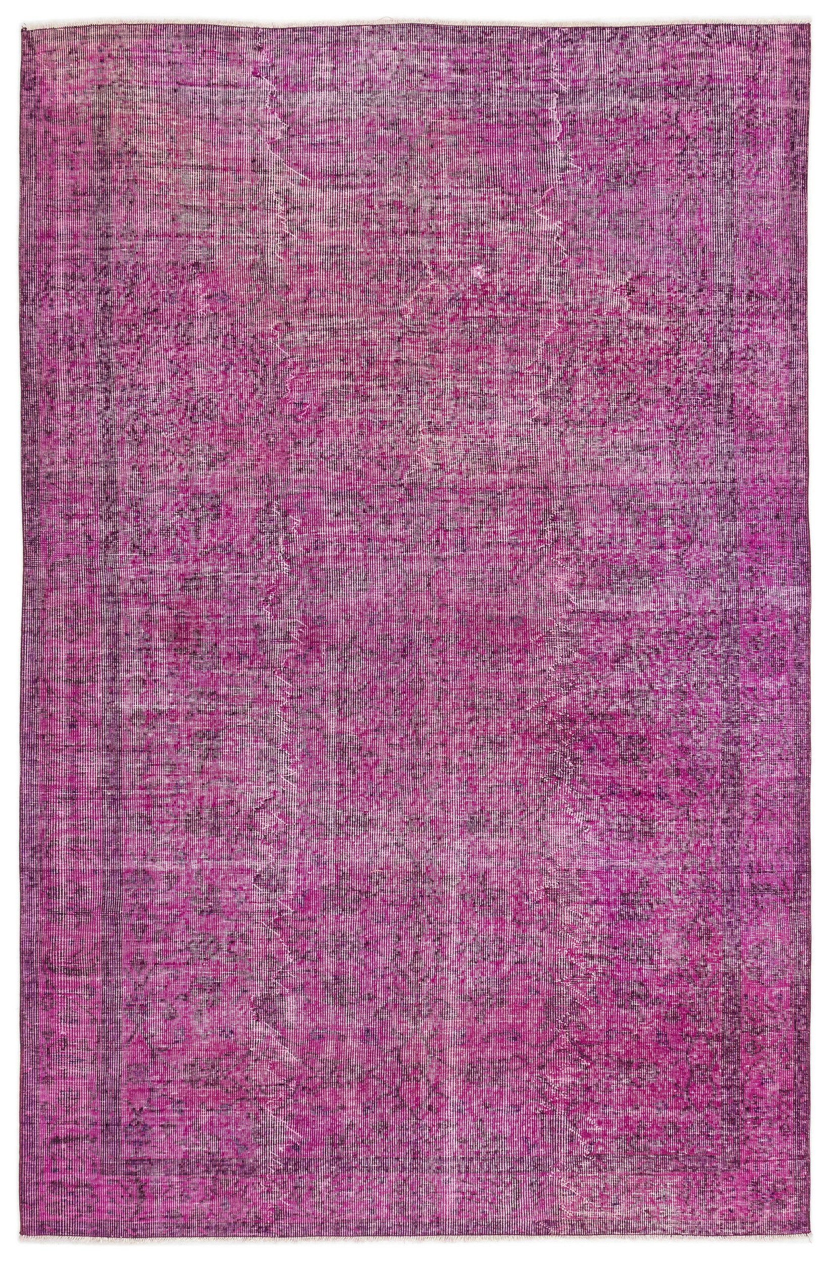 Fuchsia Over Dyed Vintage Rug 5'7'' x 8'6'' ft 169 x 260 cm