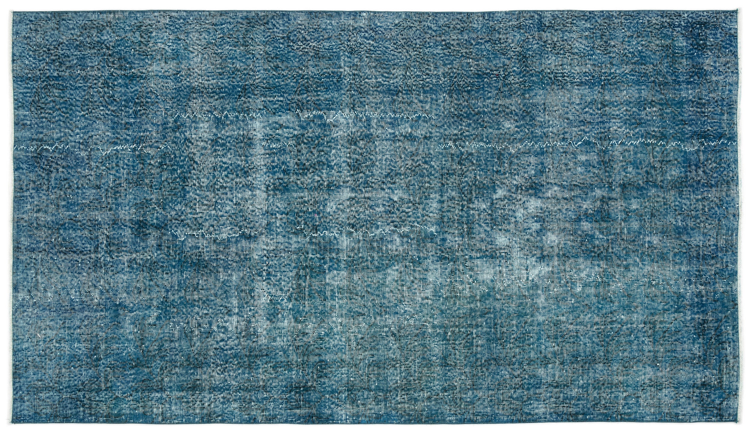 Turquoise Over Dyed Vintage Rug 4'10'' x 8'8'' ft 148 x 264 cm