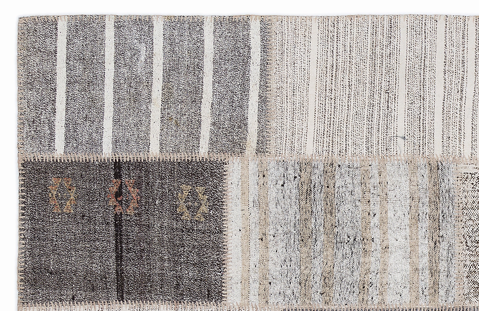 Striped Over Dyed Kilim Patchwork Unique Rug 5'3'' x 7'7'' ft 160 x 230 cm