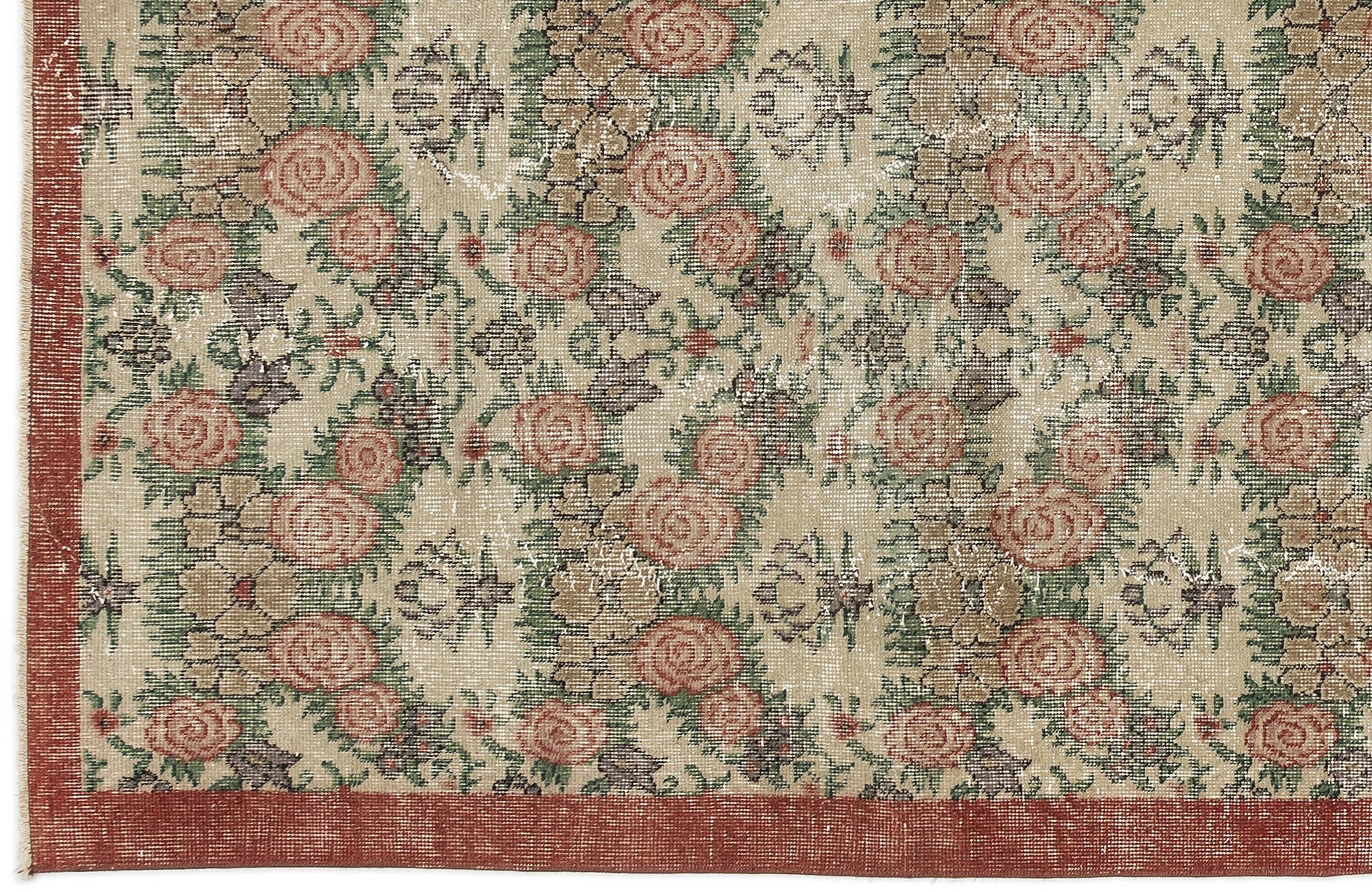 Naturel Over Dyed Vintage Rug 3'9'' x 6'7'' ft 114 x 201 cm