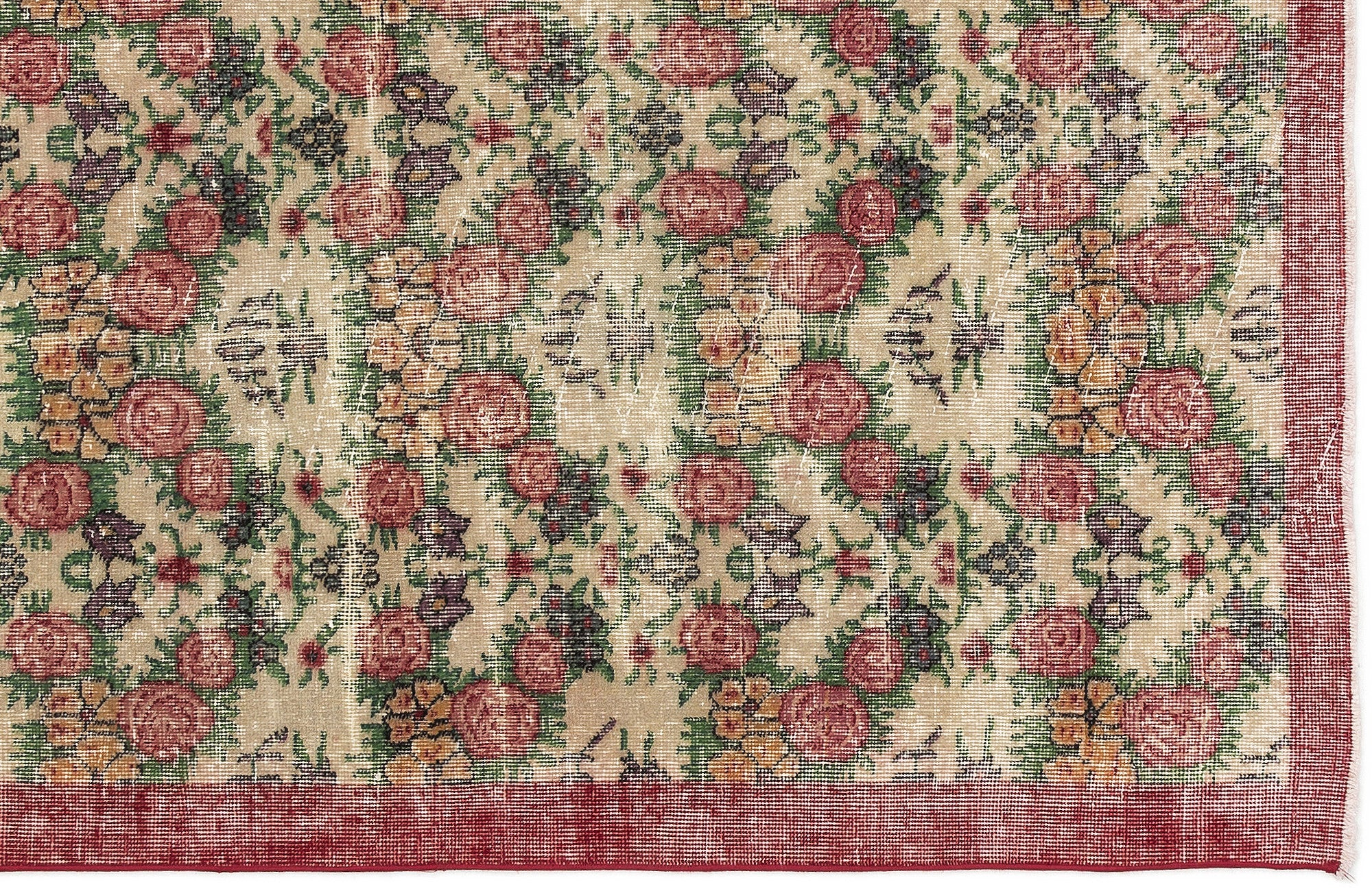Naturel Over Dyed Vintage Rug 3'8'' x 6'5'' ft 111 x 195 cm