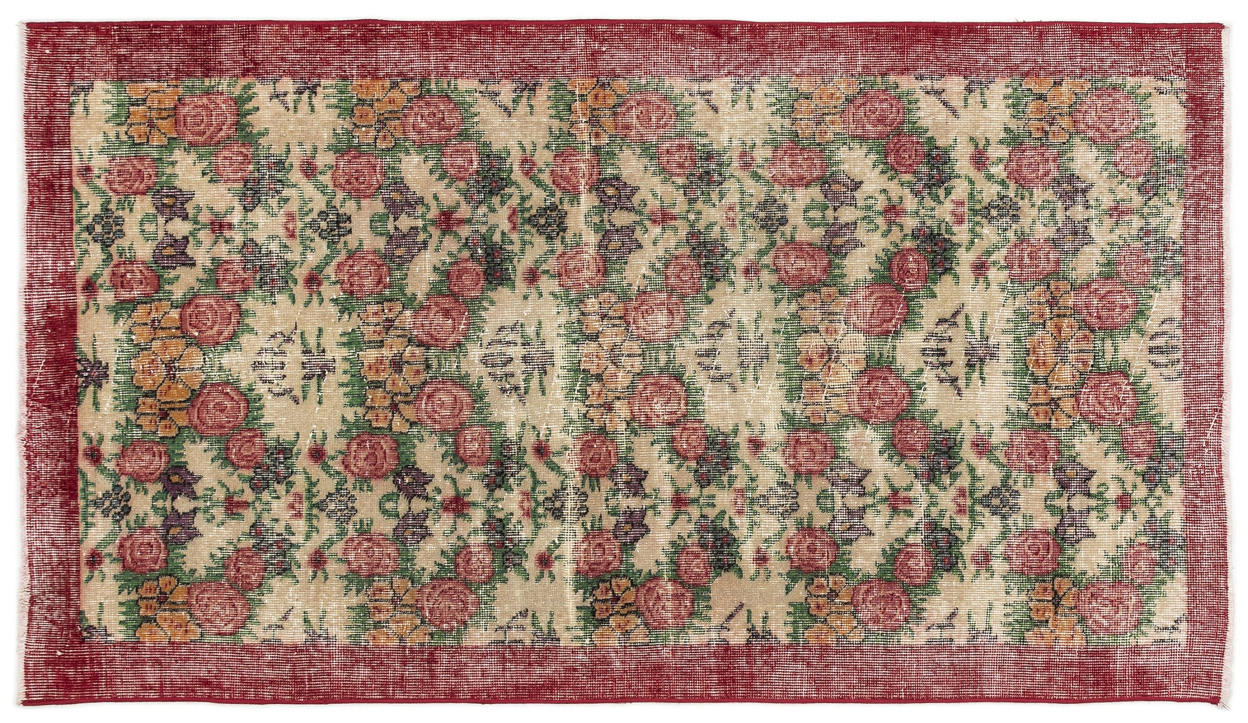 Naturel Over Dyed Vintage Rug 3'8'' x 6'5'' ft 111 x 195 cm
