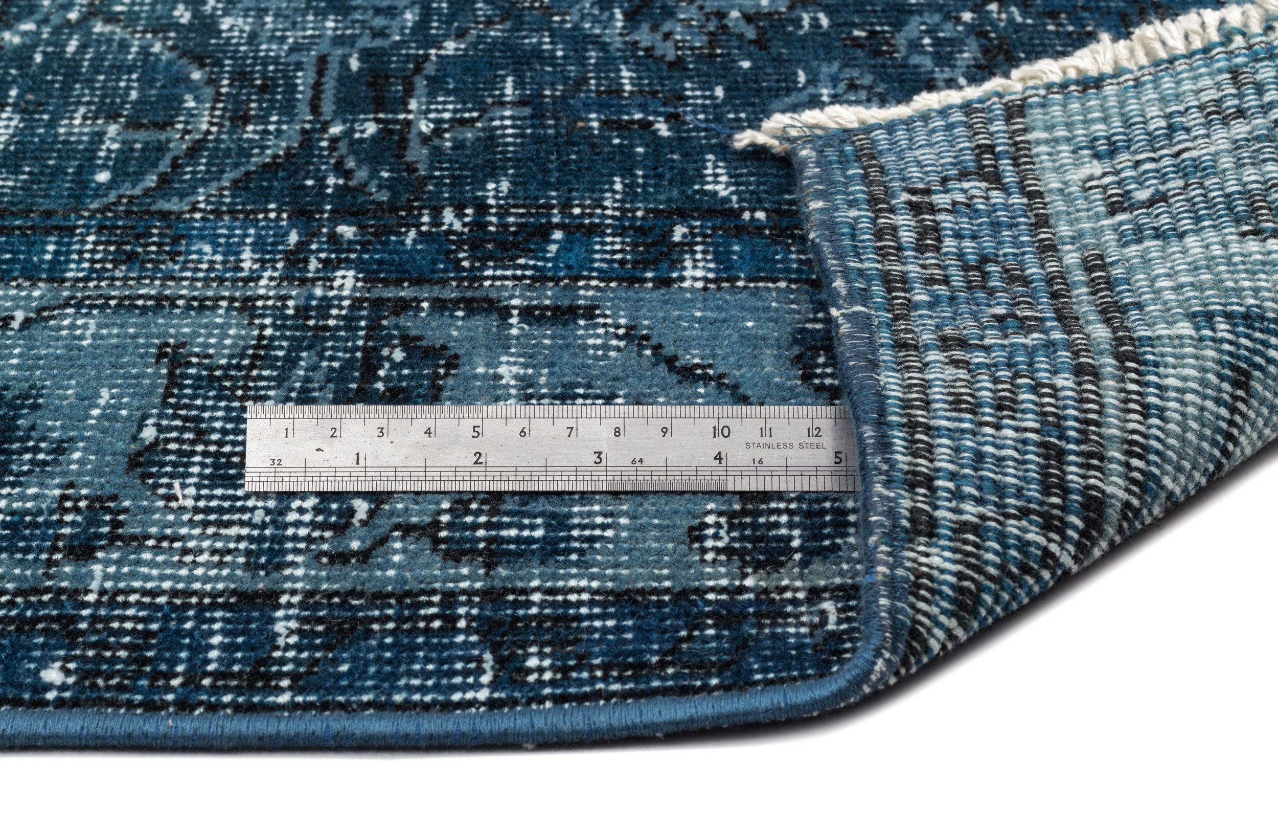 Turquoise Over Dyed Vintage Rug 5'6'' x 8'9'' ft 168 x 266 cm