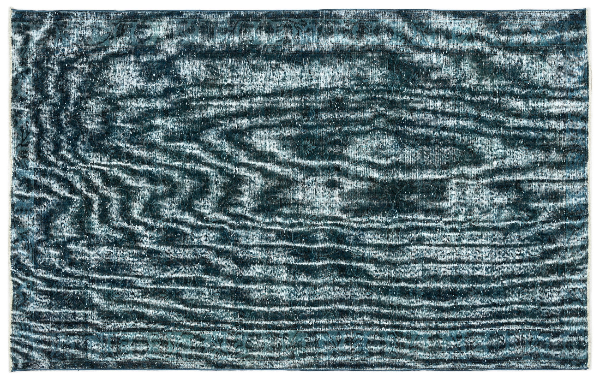 Turquoise Over Dyed Vintage Rug 5'6'' x 8'9'' ft 168 x 266 cm