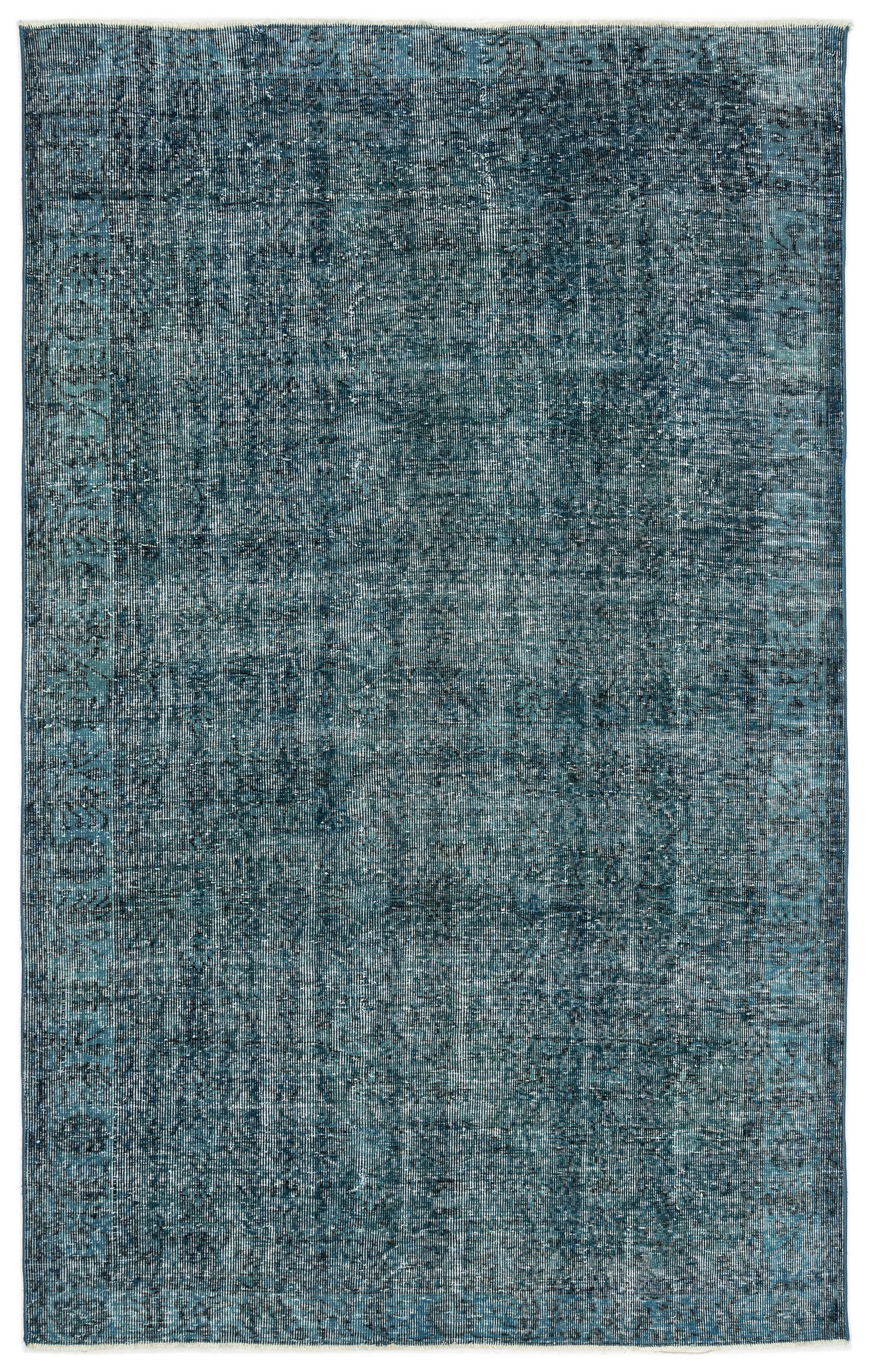 Turquoise Over Dyed Vintage Rug 5'6'' x 8'9'' ft 168 x 266 cm