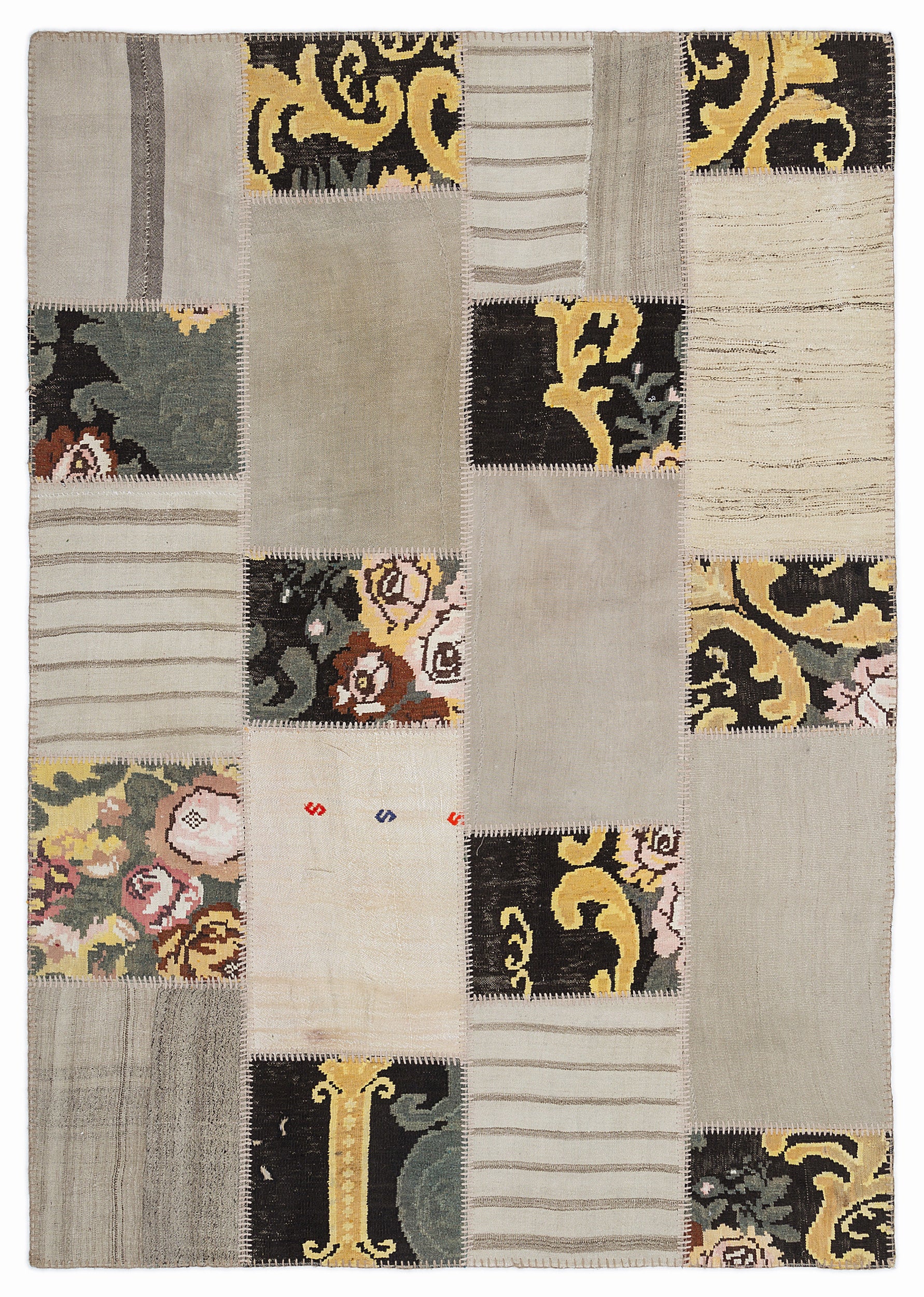 Karabakh Over Dyed Kilim Patchwork Unique Rug 5'3'' x 7'7'' ft 160 x 230 cm