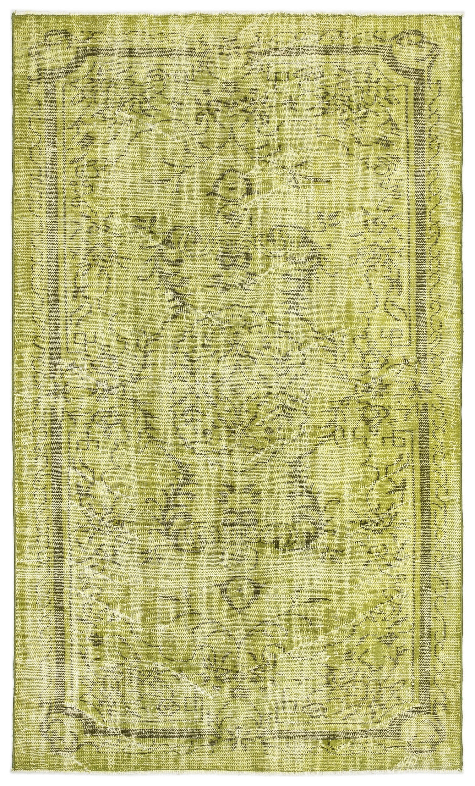 Green Over Dyed Vintage Rug 5'2'' x 8'7'' ft 158 x 262 cm
