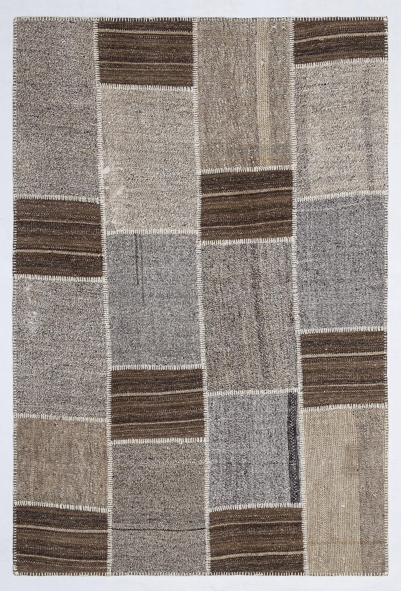 Striped Over Dyed Kilim Patchwork Unique Rug 5'3'' x 7'7'' ft 160 x 230 cm
