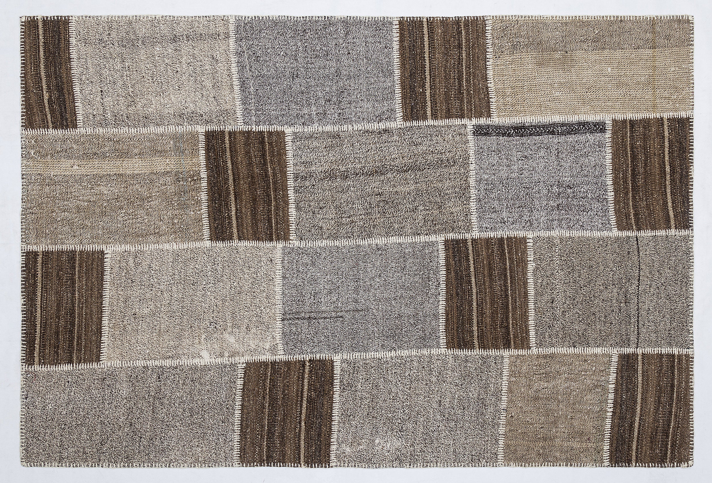 Striped Over Dyed Kilim Patchwork Unique Rug 5'3'' x 7'7'' ft 160 x 230 cm