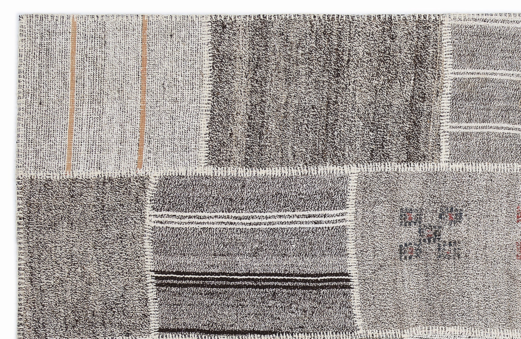 Striped Over Dyed Kilim Patchwork Unique Rug 5'3'' x 7'7'' ft 160 x 230 cm
