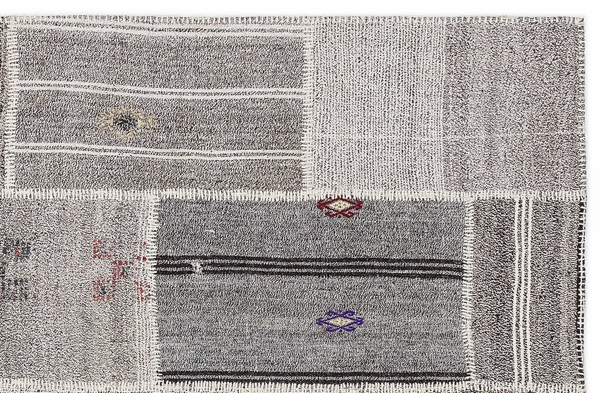 Striped Over Dyed Kilim Patchwork Unique Rug 5'3'' x 7'7'' ft 160 x 230 cm