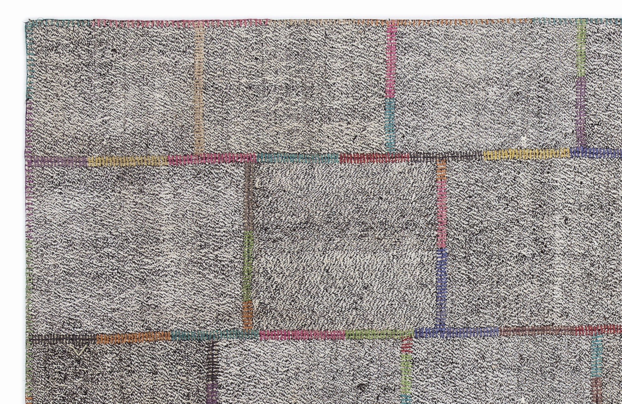Striped Over Dyed Kilim Patchwork Unique Rug 5'3'' x 7'7'' ft 160 x 230 cm