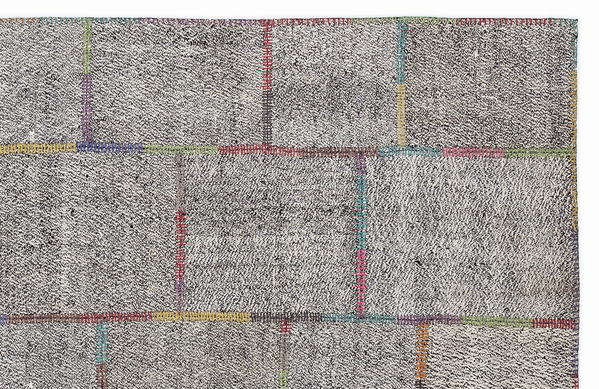 Striped Over Dyed Kilim Patchwork Unique Rug 5'3'' x 7'7'' ft 160 x 230 cm