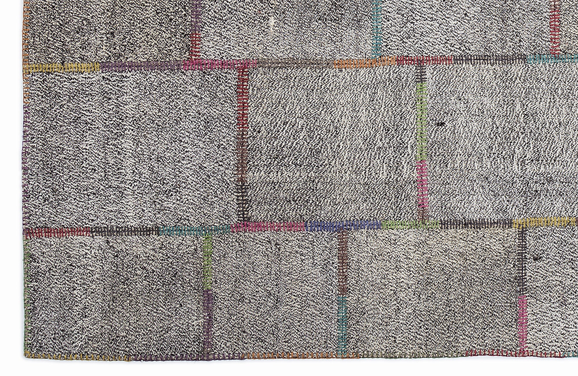 Striped Over Dyed Kilim Patchwork Unique Rug 5'3'' x 7'7'' ft 160 x 230 cm