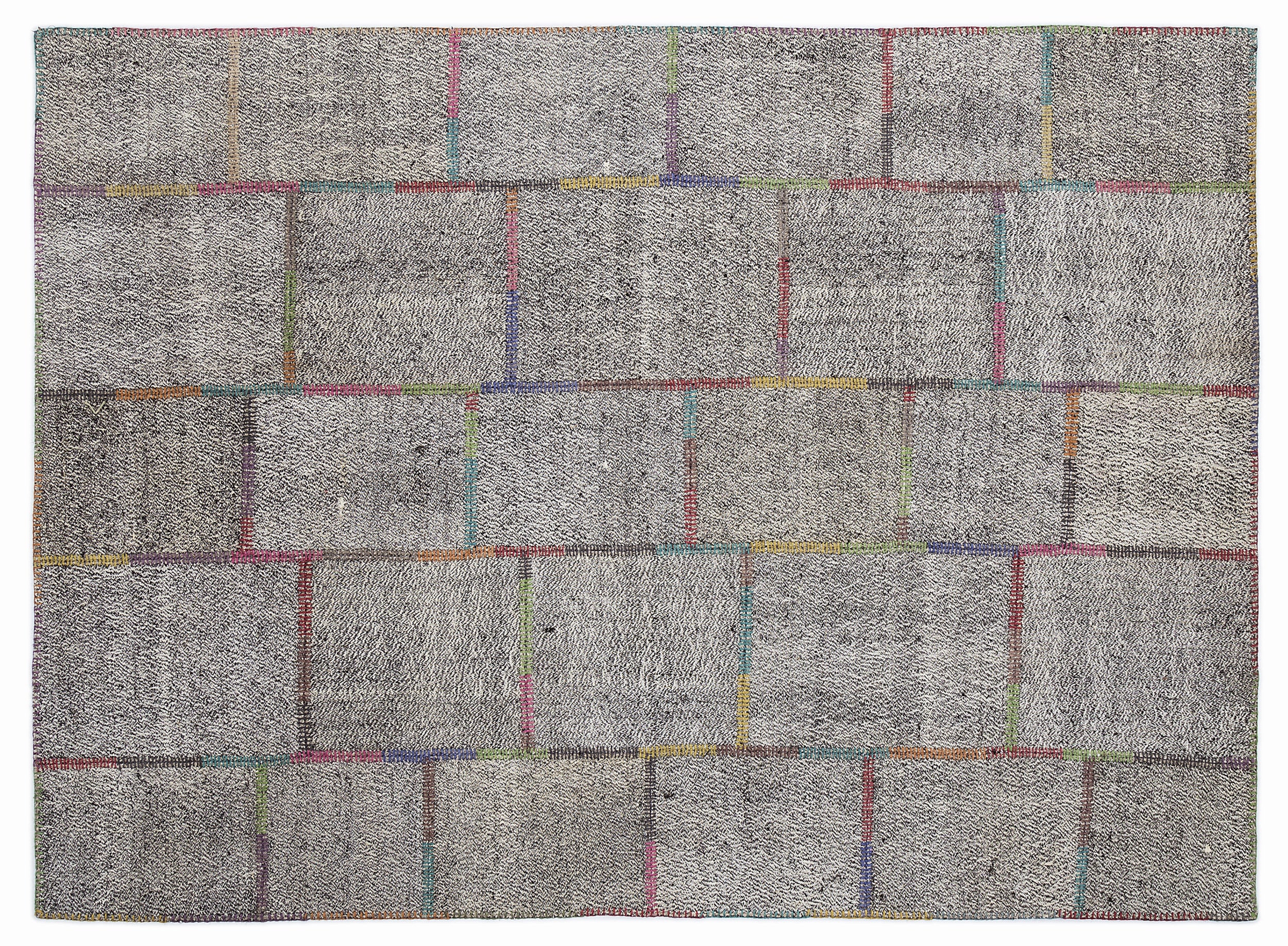 Striped Over Dyed Kilim Patchwork Unique Rug 5'3'' x 7'7'' ft 160 x 230 cm