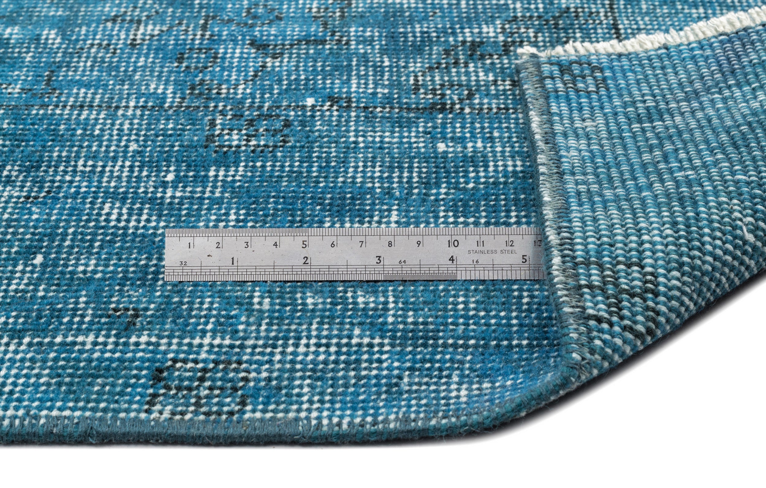 Turquoise Over Dyed Vintage Rug 5'5'' x 8'11'' ft 164 x 273 cm