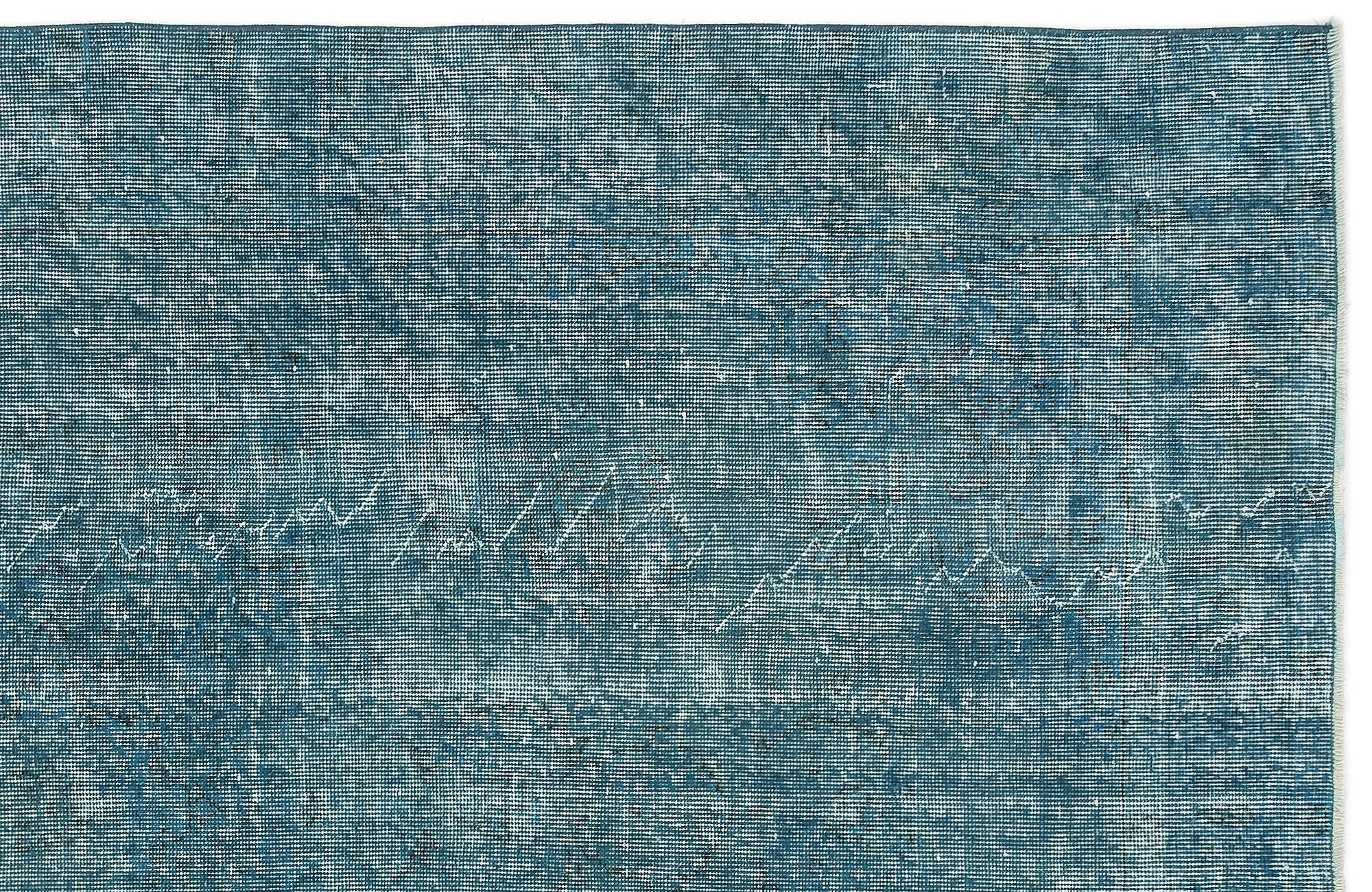 Turquoise Over Dyed Vintage Rug 5'5'' x 8'11'' ft 164 x 273 cm