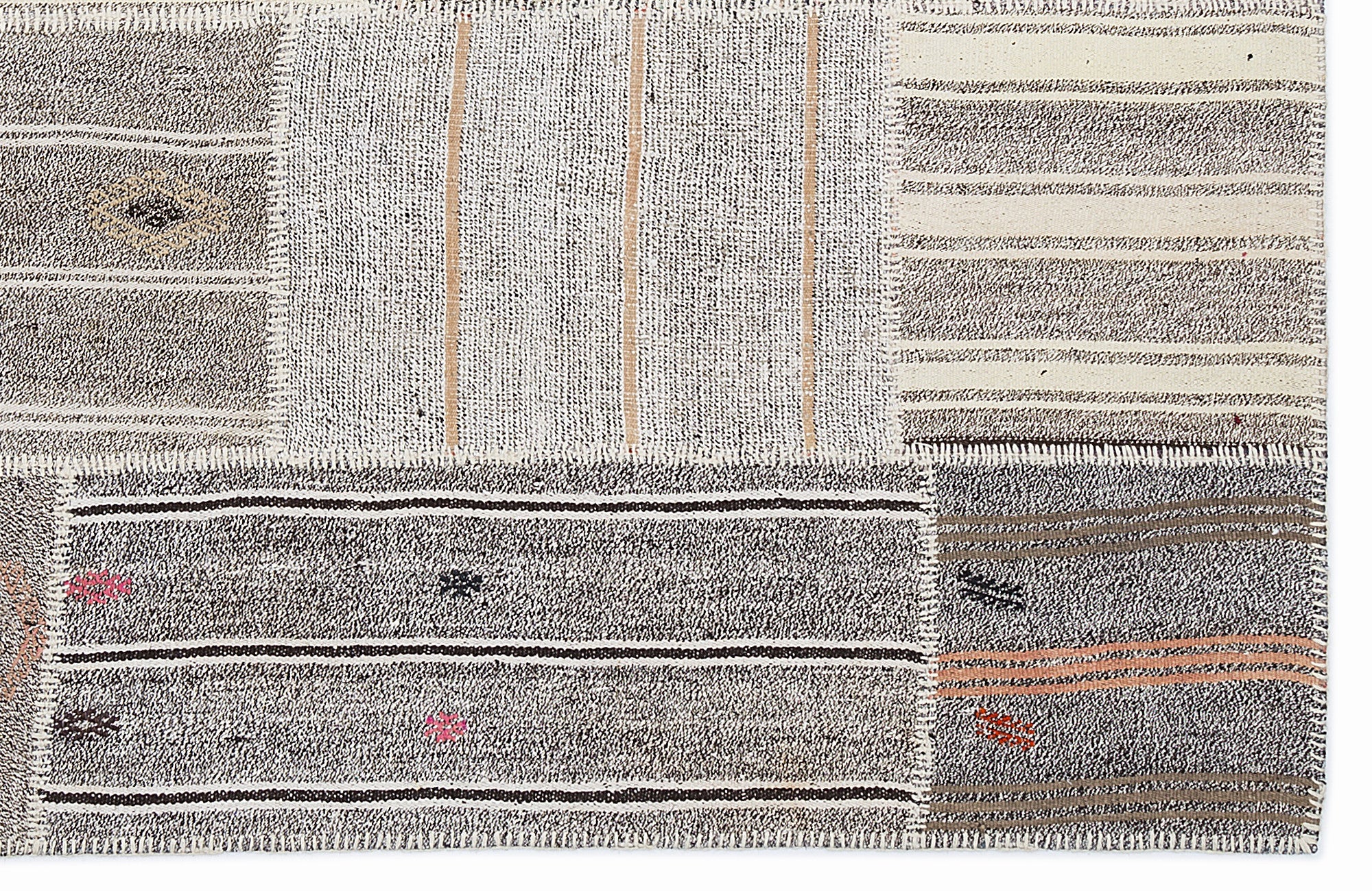 Striped Over Dyed Kilim Patchwork Unique Rug 5'3'' x 7'7'' ft 160 x 230 cm