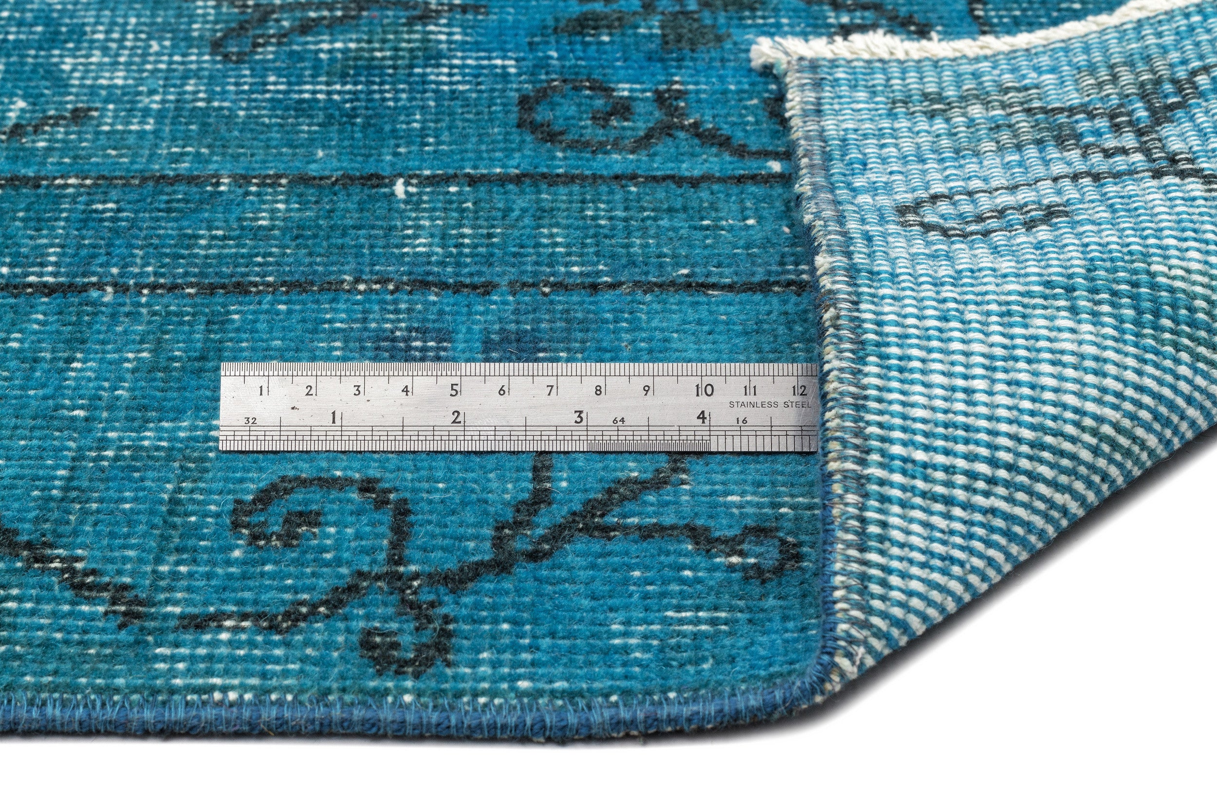 Turquoise Over Dyed Vintage Rug 5'2'' x 8'8'' ft 158 x 263 cm