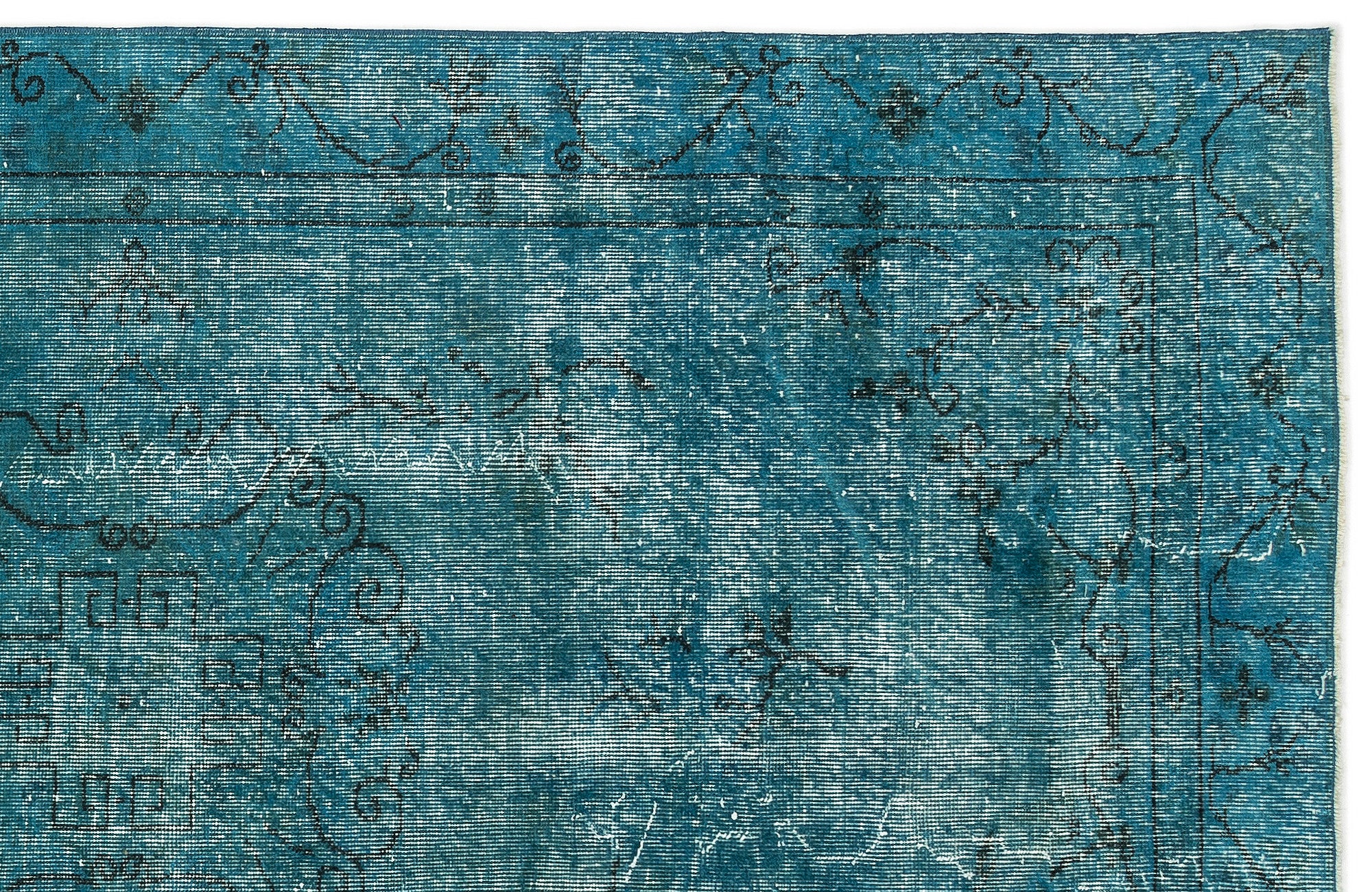 Turquoise Over Dyed Vintage Rug 5'2'' x 8'8'' ft 158 x 263 cm