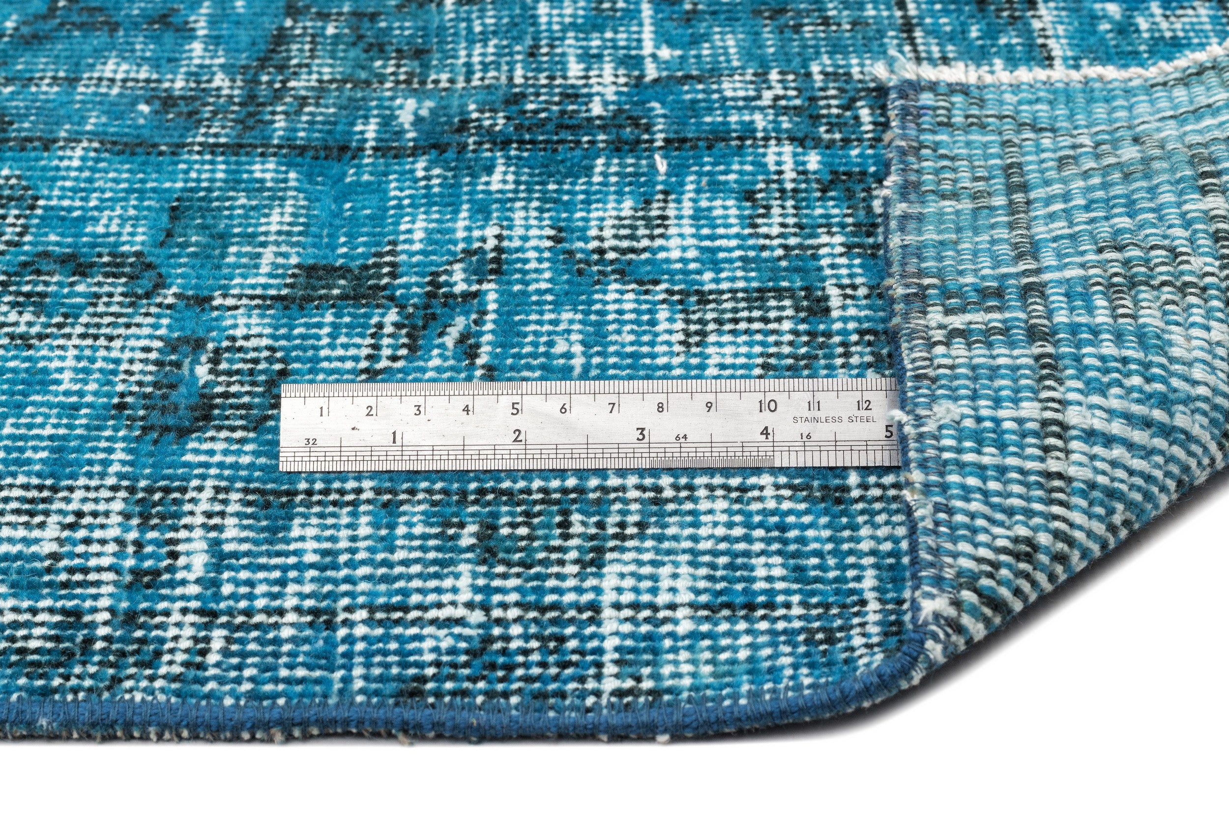 Turquoise Over Dyed Vintage Rug 4'8'' x 8'1'' ft 141 x 247 cm