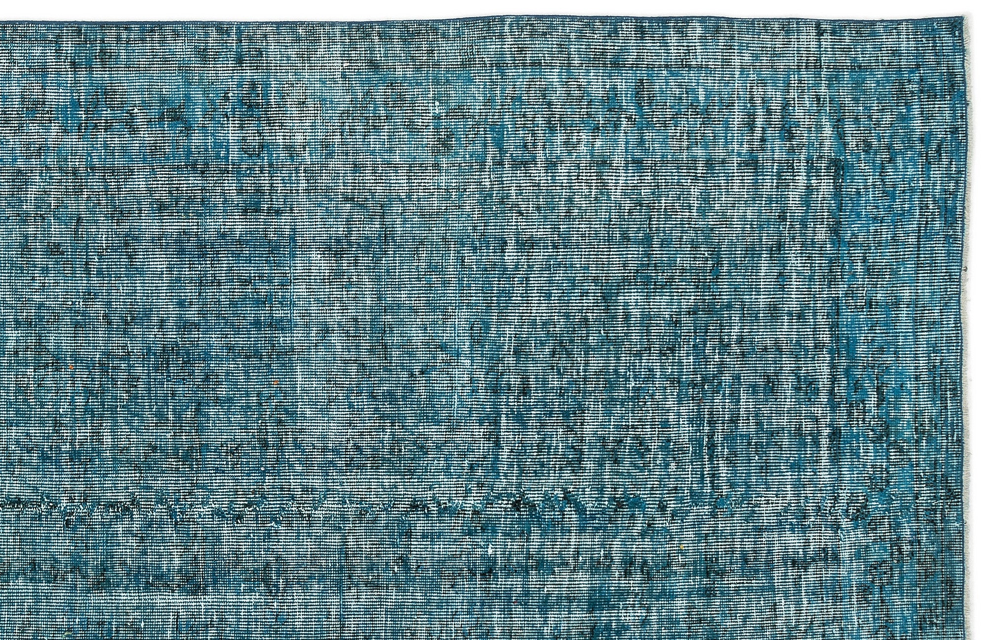 Turquoise Over Dyed Vintage Rug 4'8'' x 8'1'' ft 141 x 247 cm