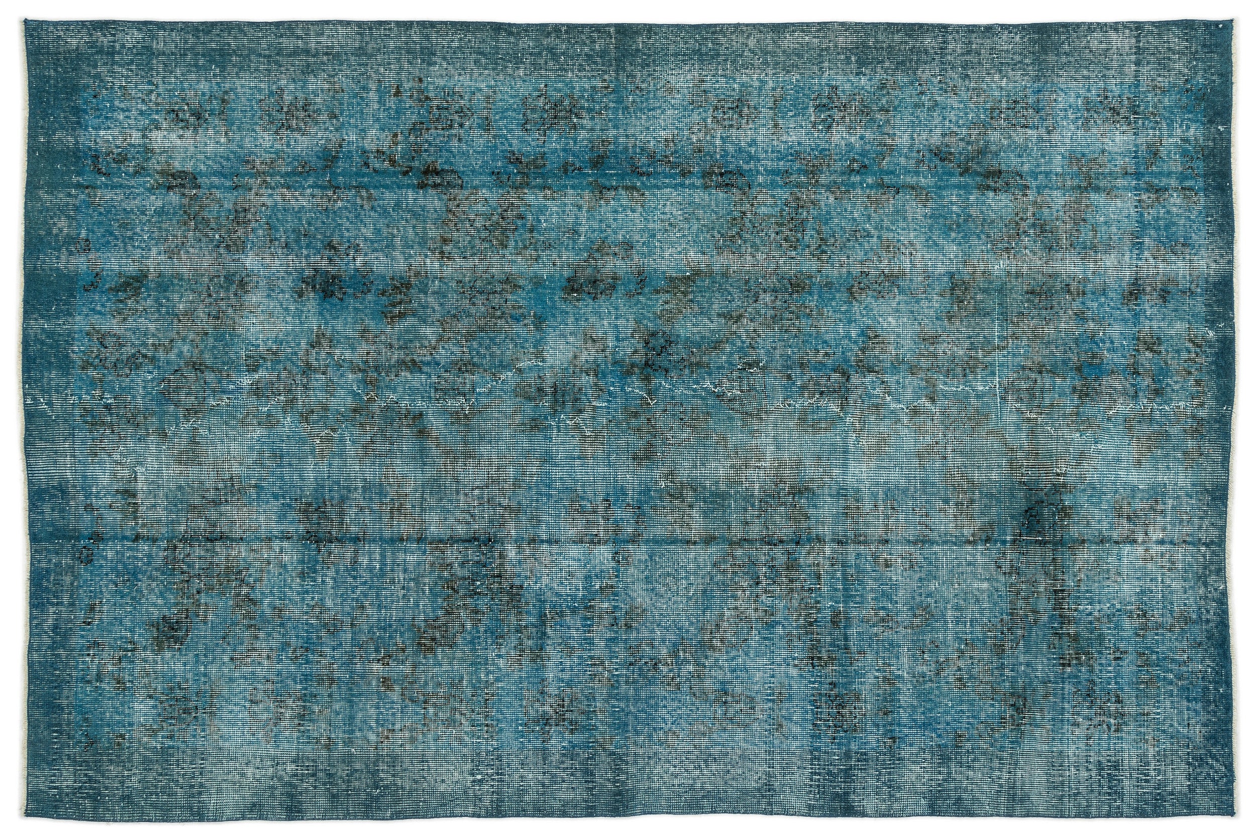 Turquoise Over Dyed Vintage Rug 5'2'' x 7'10'' ft 158 x 238 cm