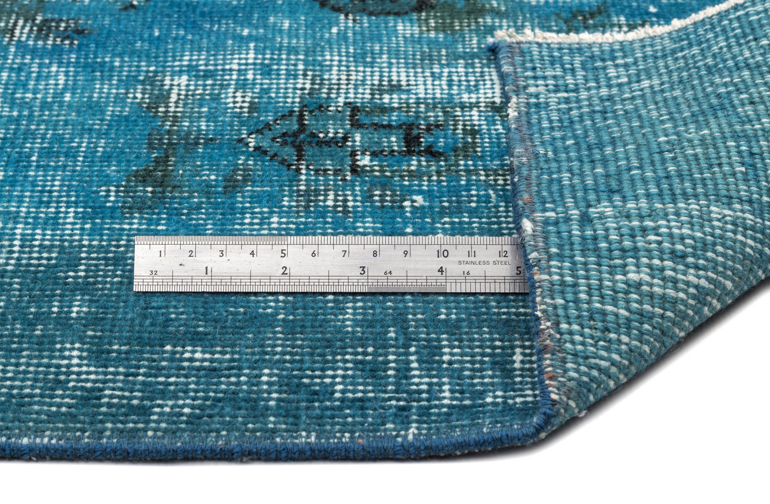 Turquoise Over Dyed Vintage Rug 5'2'' x 7'10'' ft 158 x 238 cm