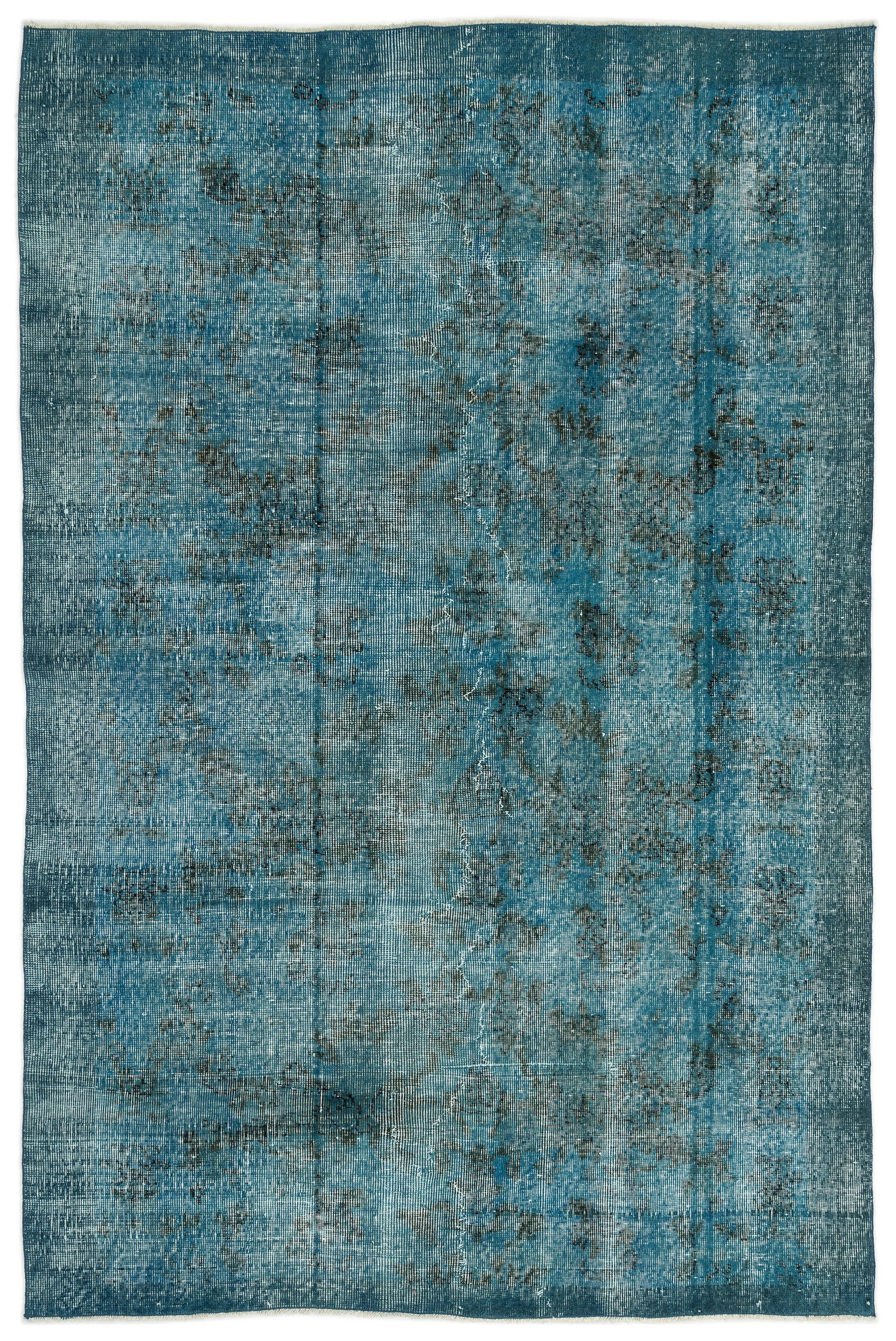 Turquoise Over Dyed Vintage Rug 5'2'' x 7'10'' ft 158 x 238 cm