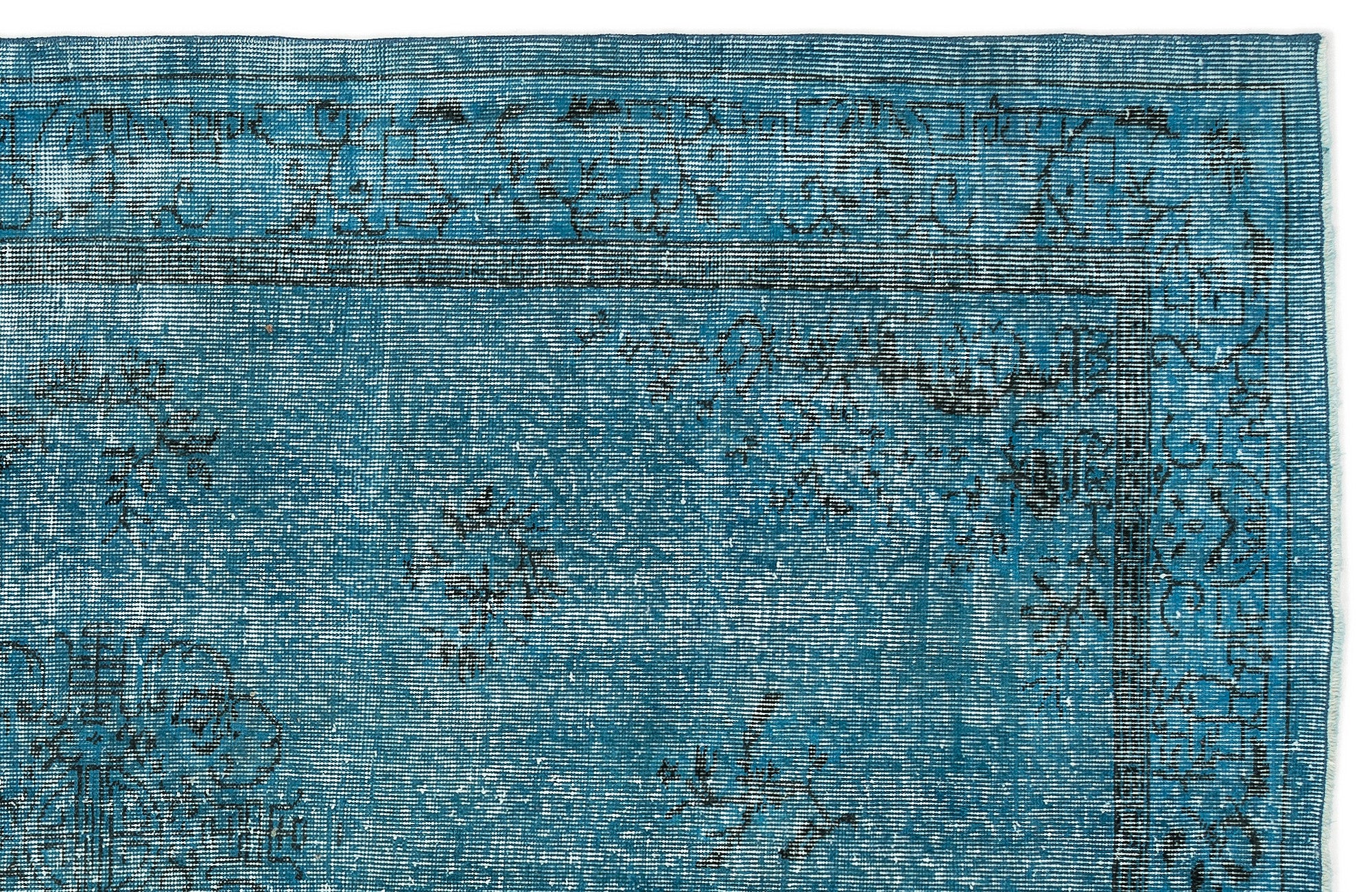Turquoise Over Dyed Vintage Rug 5'6'' x 8'4'' ft 167 x 253 cm