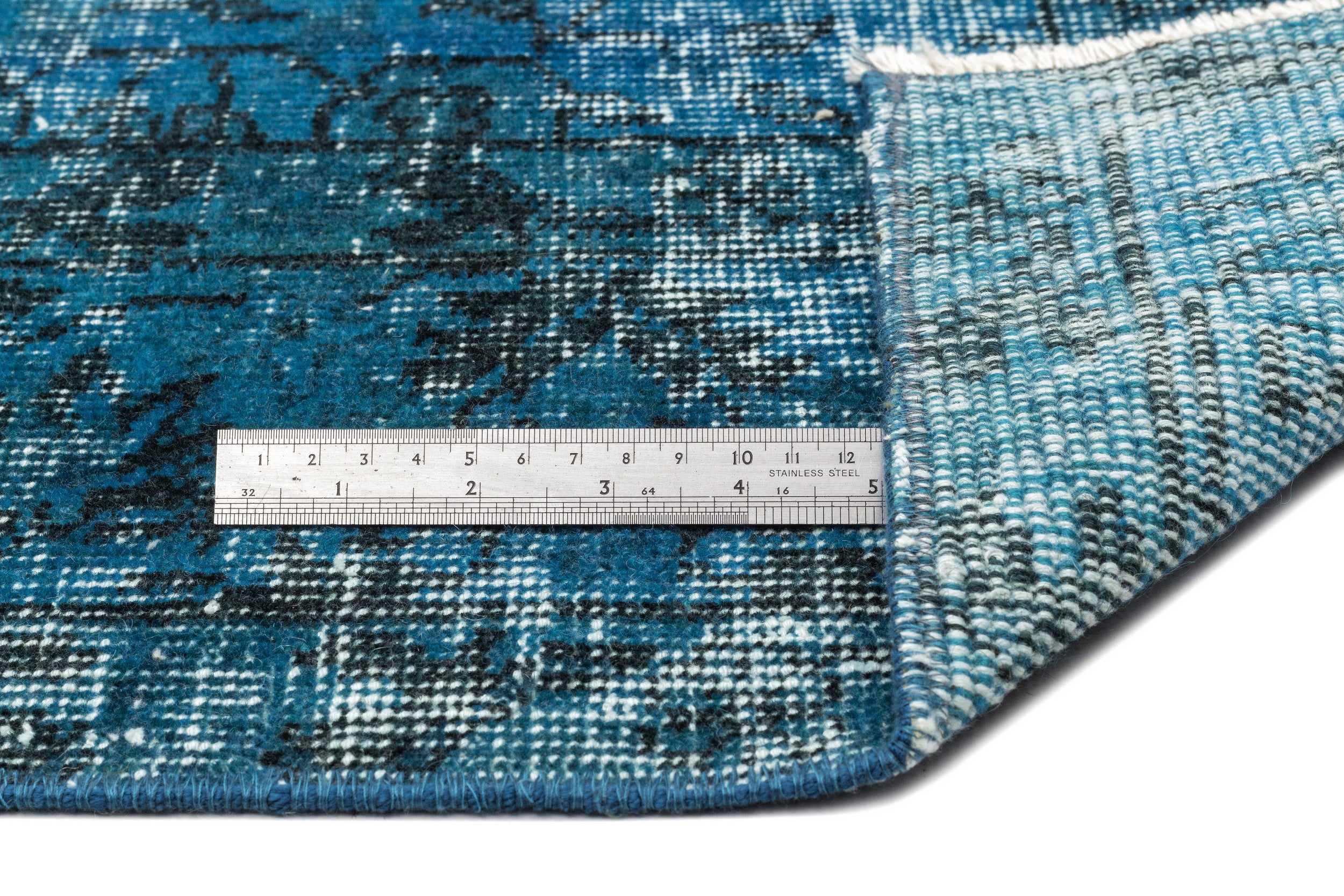 Turquoise Over Dyed Vintage Rug 5'3'' x 8'4'' ft 159 x 255 cm
