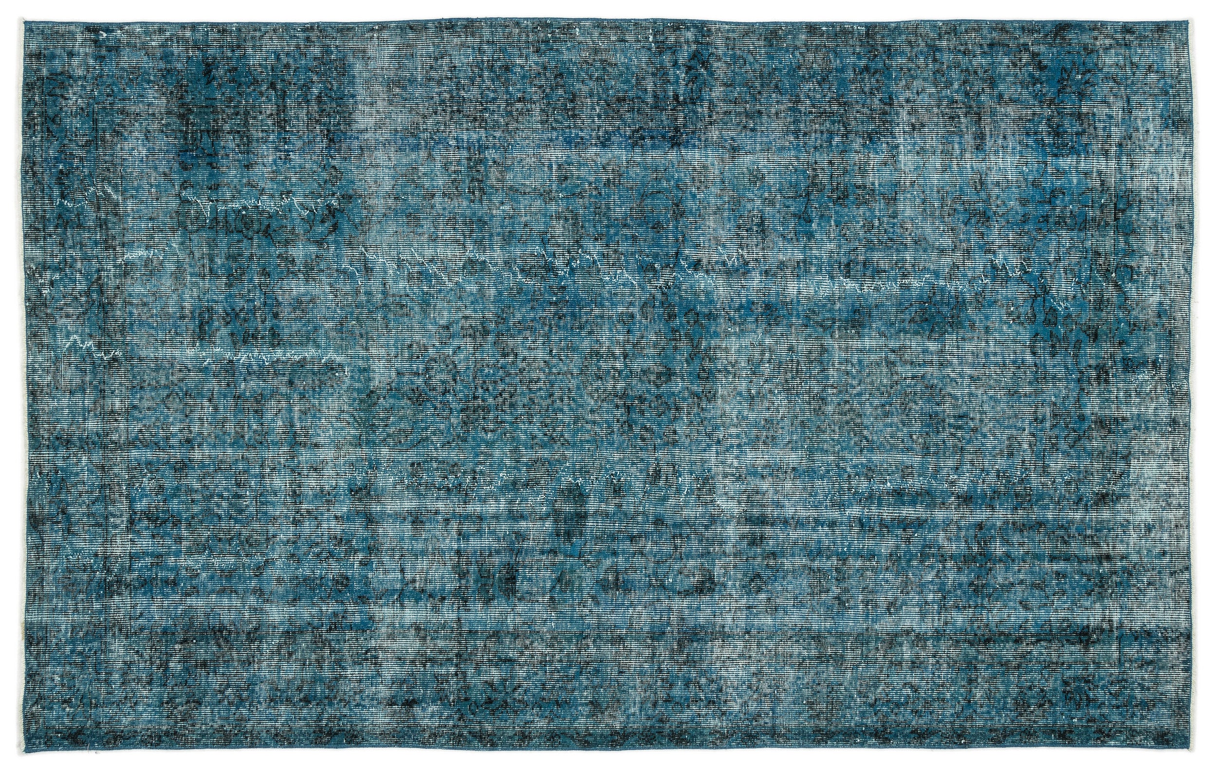Turquoise Over Dyed Vintage Rug 5'3'' x 8'4'' ft 159 x 255 cm
