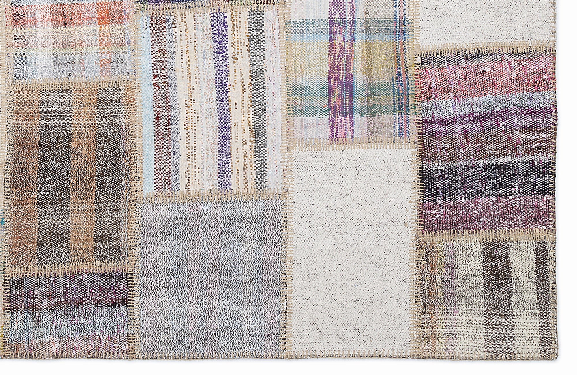 Striped Over Dyed Kilim Patchwork Unique Rug 5'3'' x 7'7'' ft 160 x 230 cm