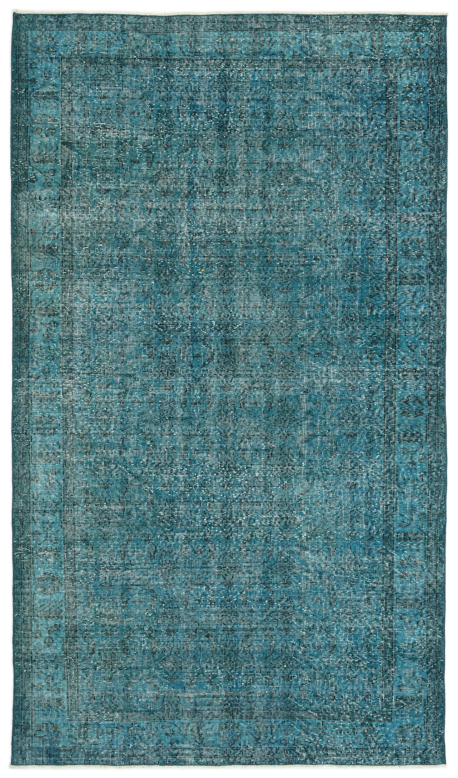 Turquoise Over Dyed Vintage Rug 5'2'' x 9'2'' ft 158 x 279 cm