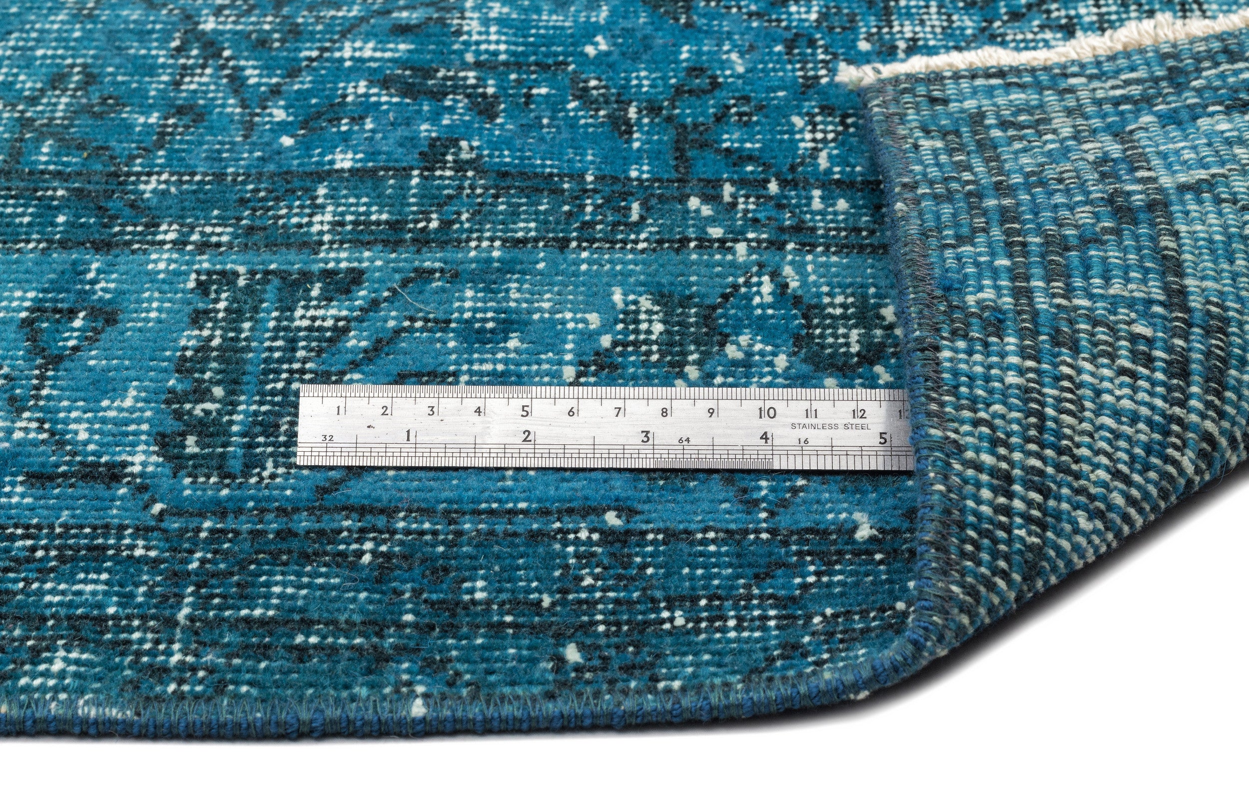 Turquoise Over Dyed Vintage Rug 5'2'' x 9'2'' ft 158 x 279 cm