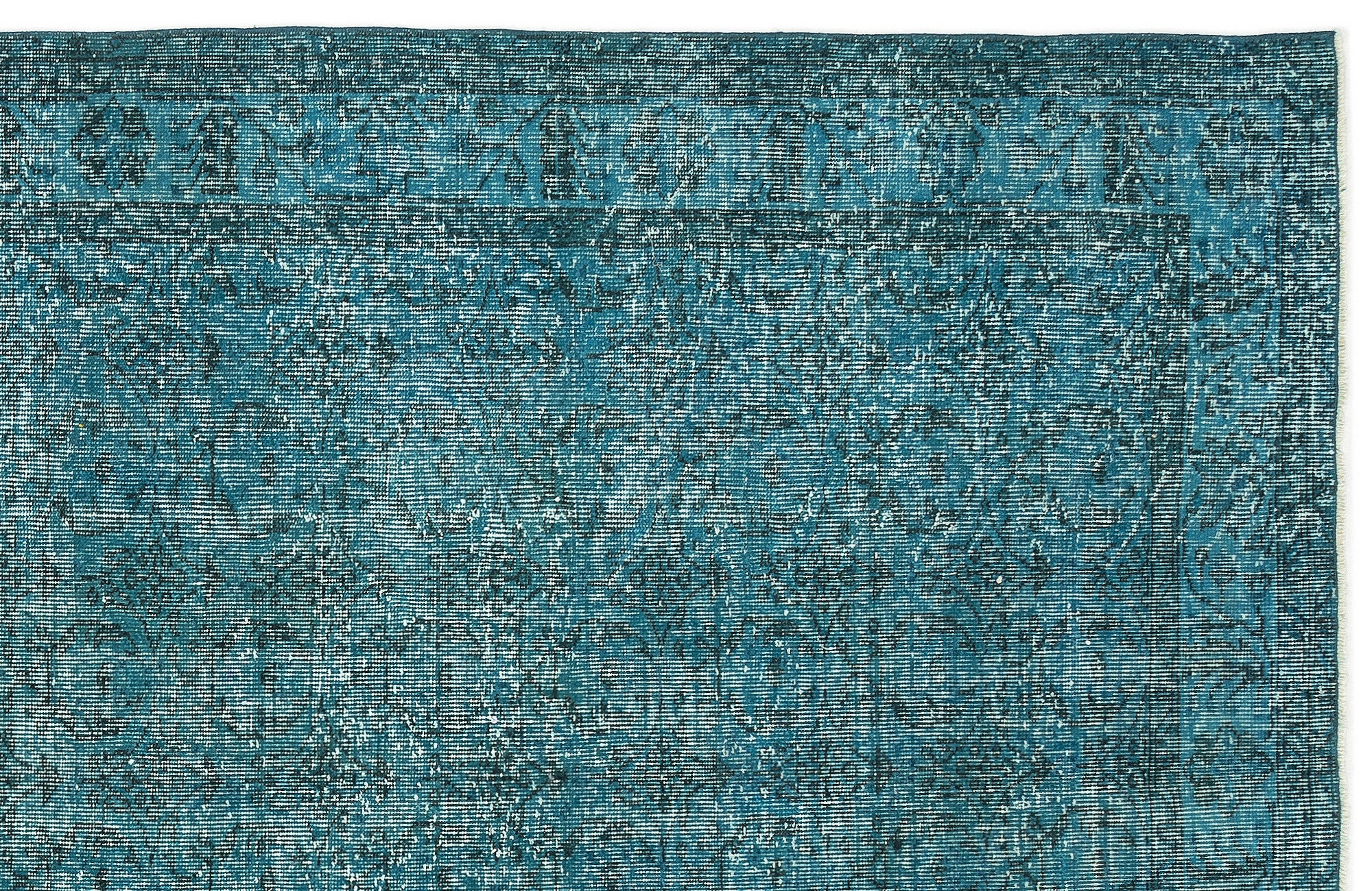 Turquoise Over Dyed Vintage Rug 5'2'' x 9'2'' ft 158 x 279 cm