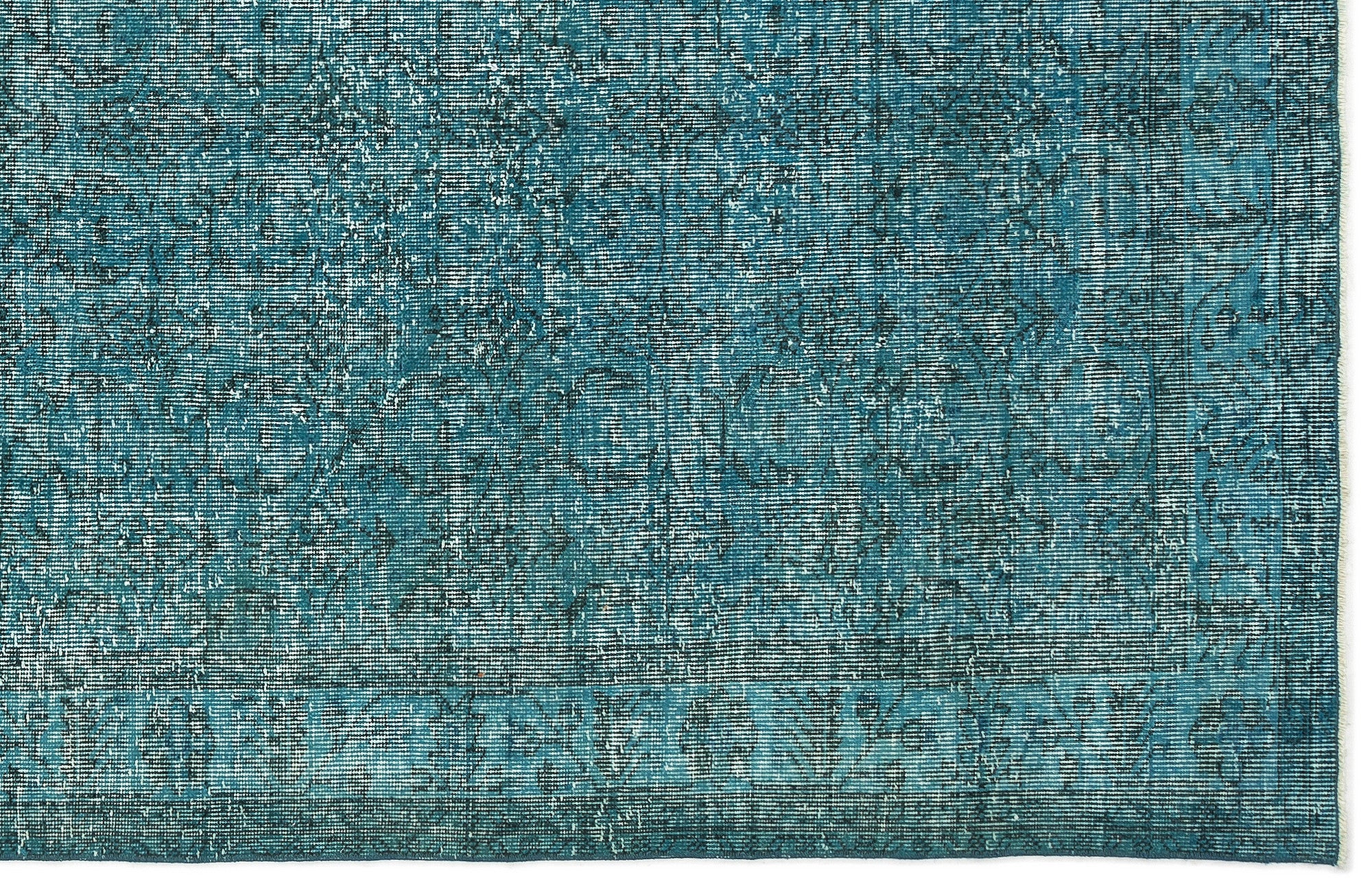 Turquoise Over Dyed Vintage Rug 5'2'' x 9'2'' ft 158 x 279 cm