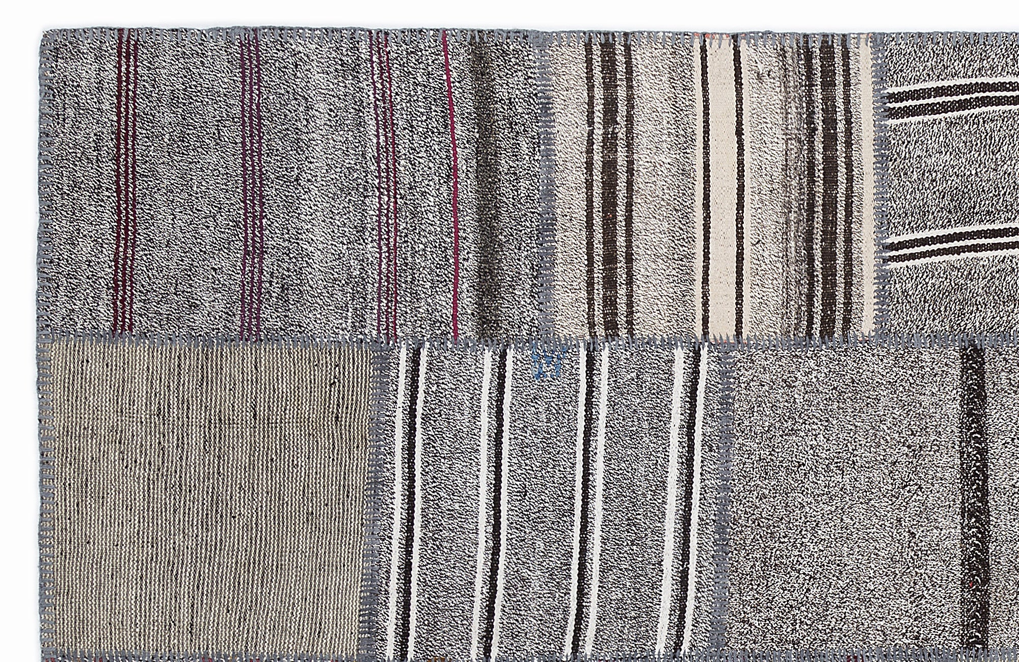 Striped Over Dyed Kilim Patchwork Unique Rug 5'3'' x 7'7'' ft 160 x 230 cm