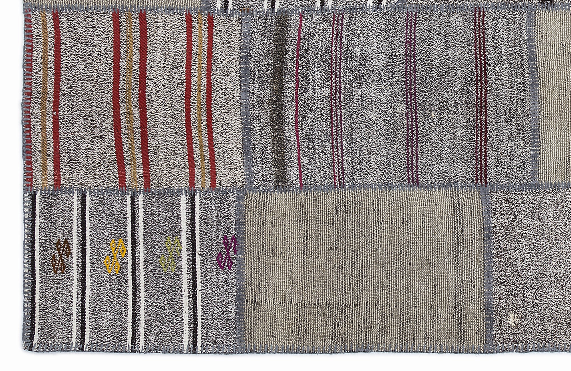 Striped Over Dyed Kilim Patchwork Unique Rug 5'3'' x 7'7'' ft 160 x 230 cm