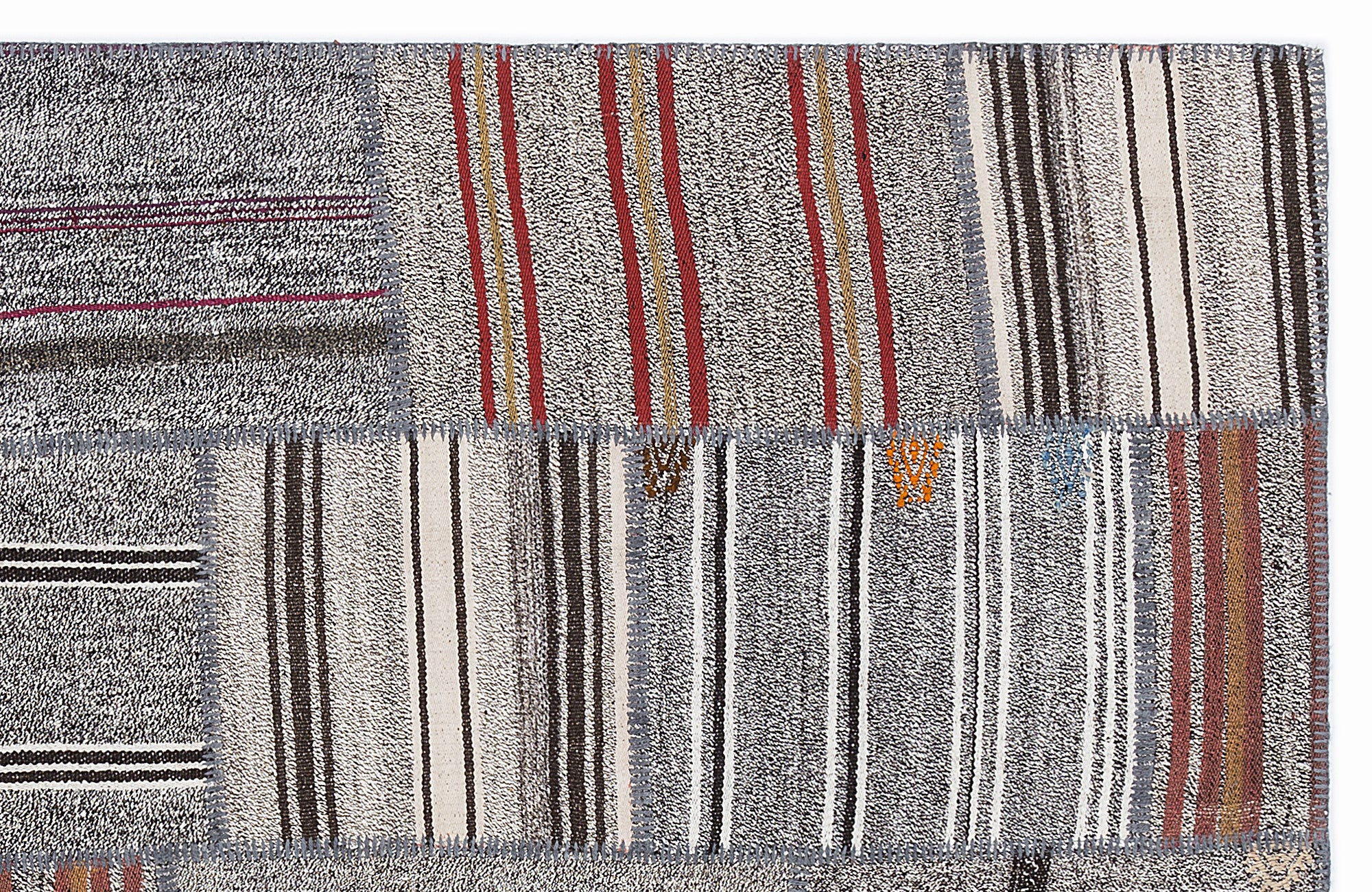 Striped Over Dyed Kilim Patchwork Unique Rug 5'3'' x 7'7'' ft 160 x 230 cm