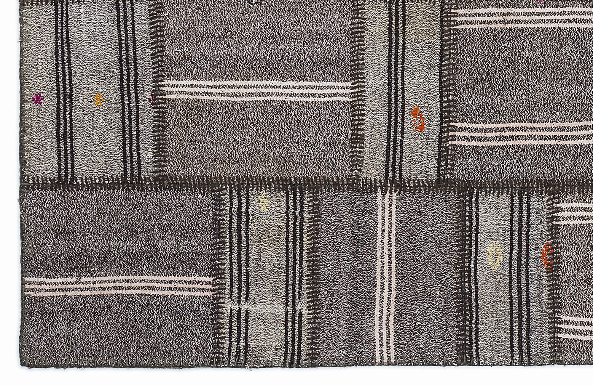 Striped Over Dyed Kilim Patchwork Unique Rug 5'3'' x 7'7'' ft 160 x 230 cm