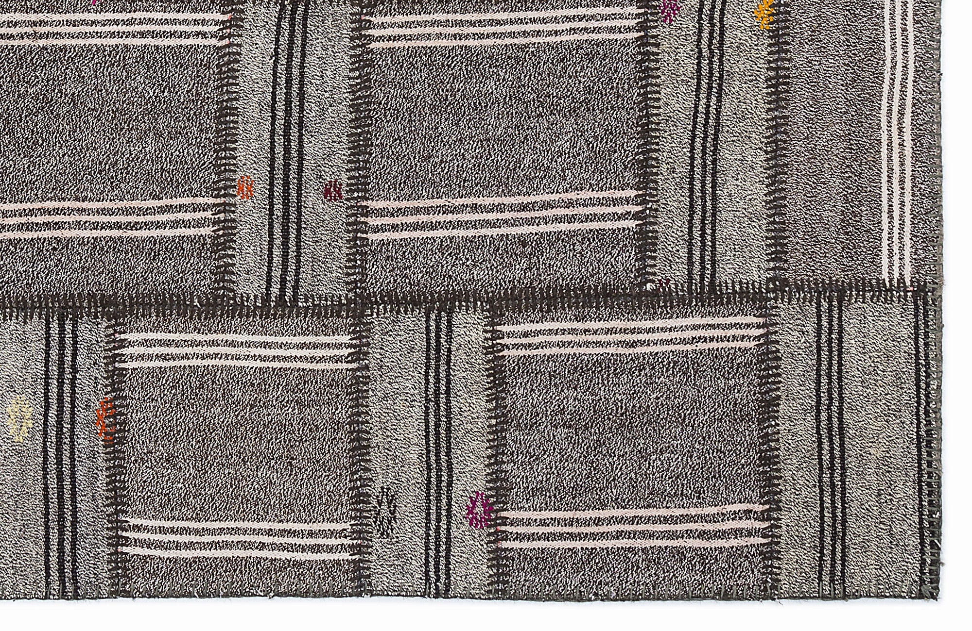Striped Over Dyed Kilim Patchwork Unique Rug 5'3'' x 7'7'' ft 160 x 230 cm