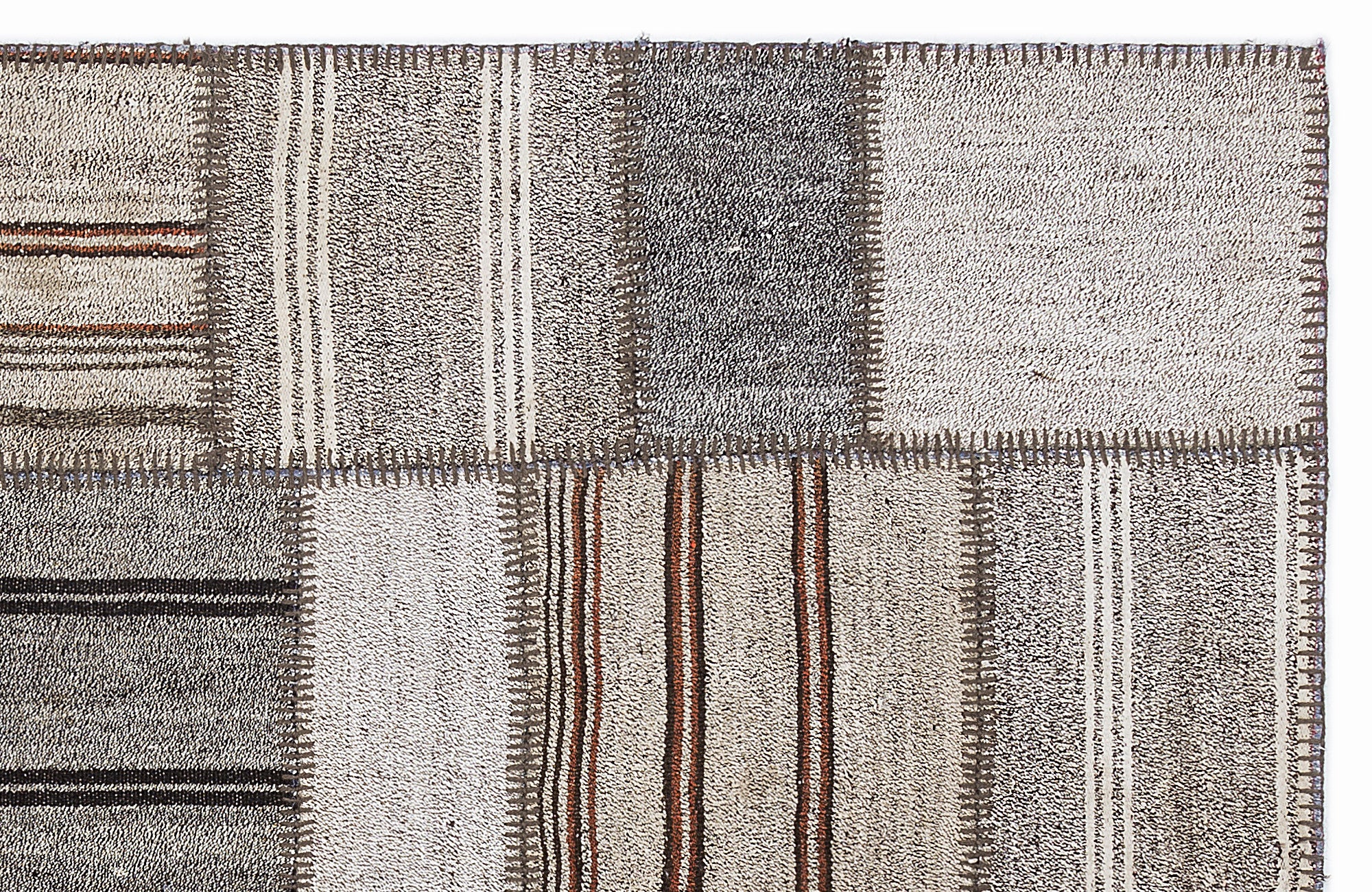 Striped Over Dyed Kilim Patchwork Unique Rug 5'3'' x 7'7'' ft 160 x 230 cm