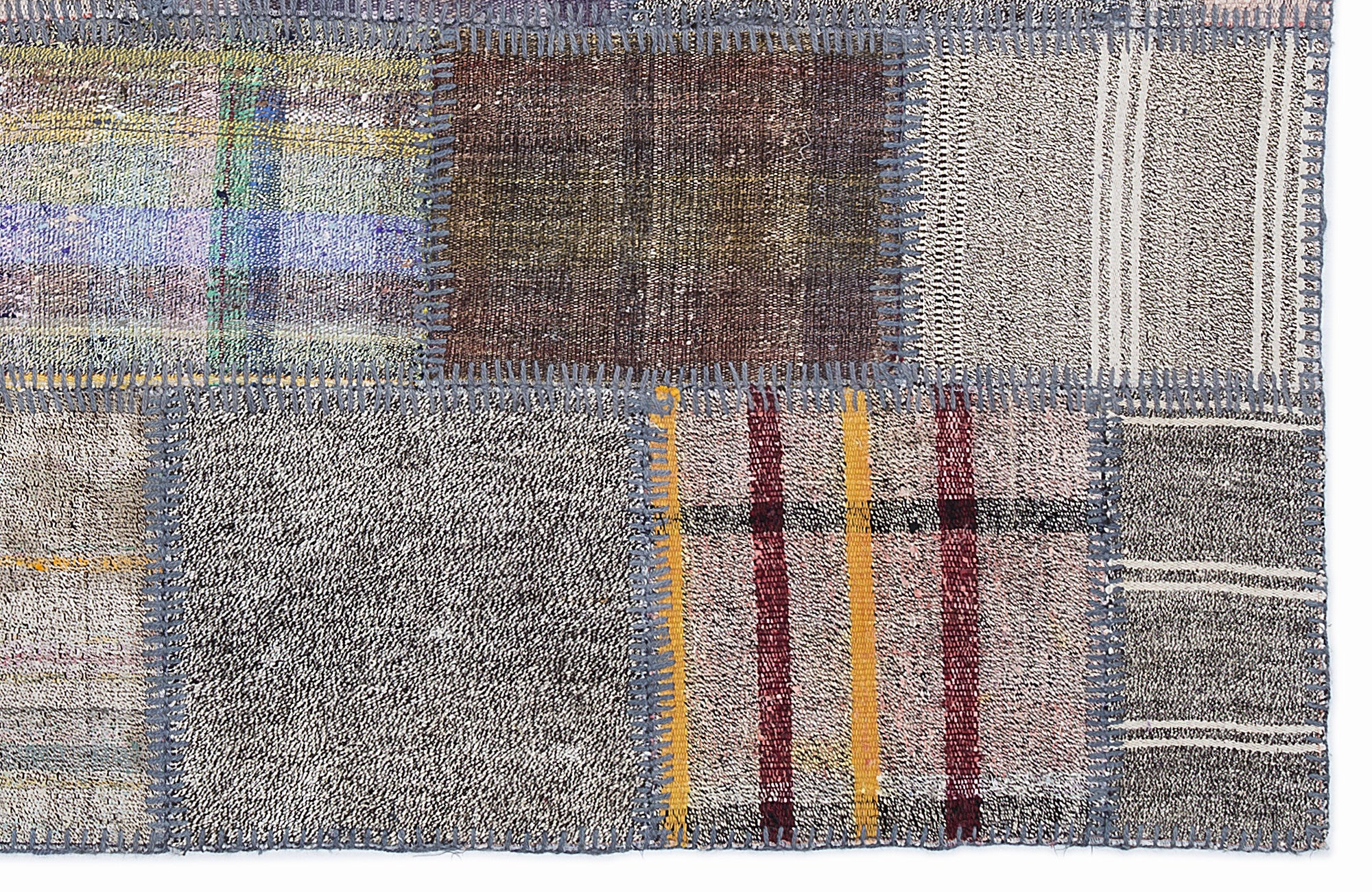 Striped Over Dyed Kilim Patchwork Unique Rug 5'3'' x 7'7'' ft 160 x 230 cm
