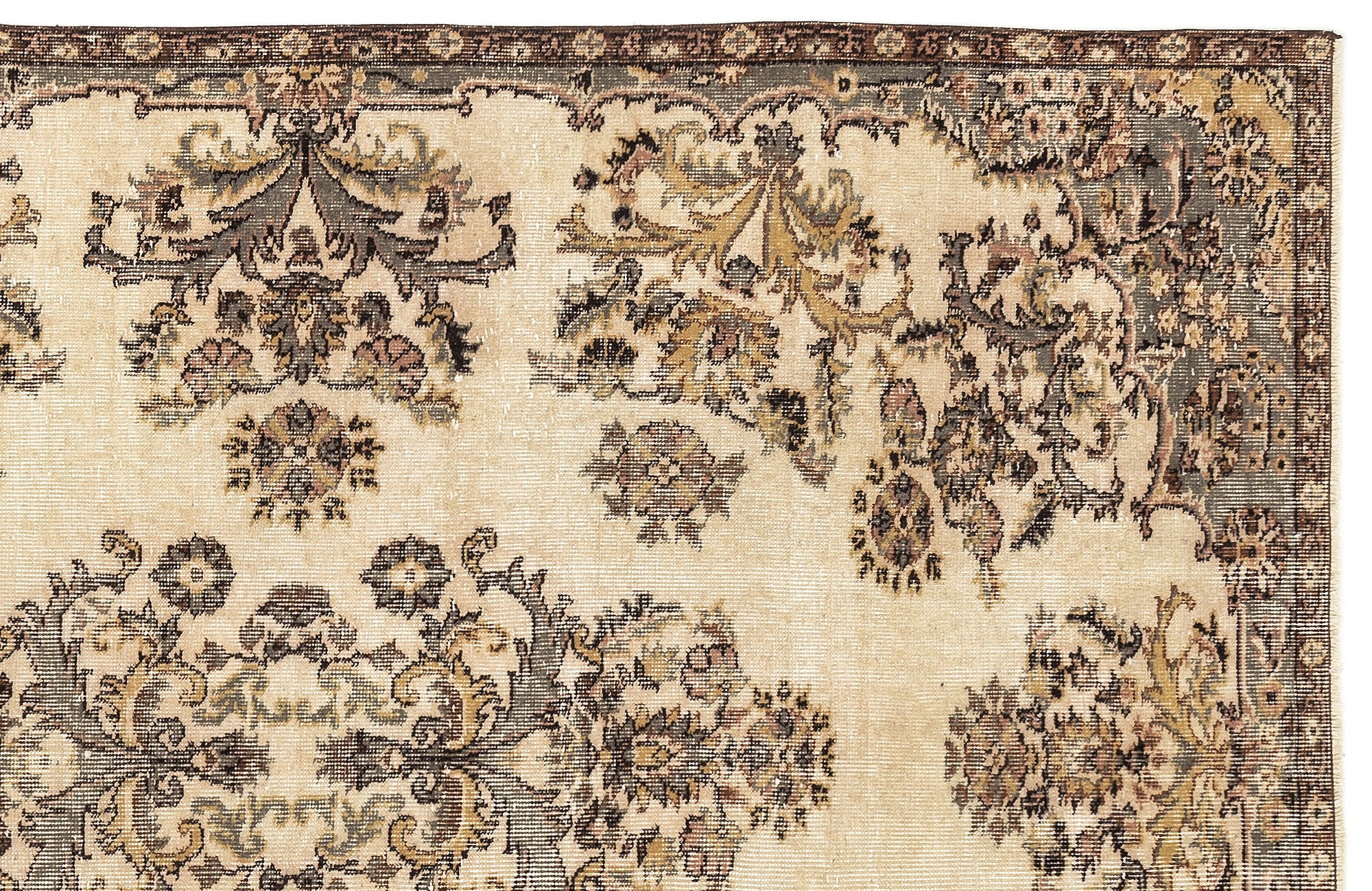 Beige Over Dyed Vintage Rug 5'5'' x 8'10'' ft 165 x 269 cm