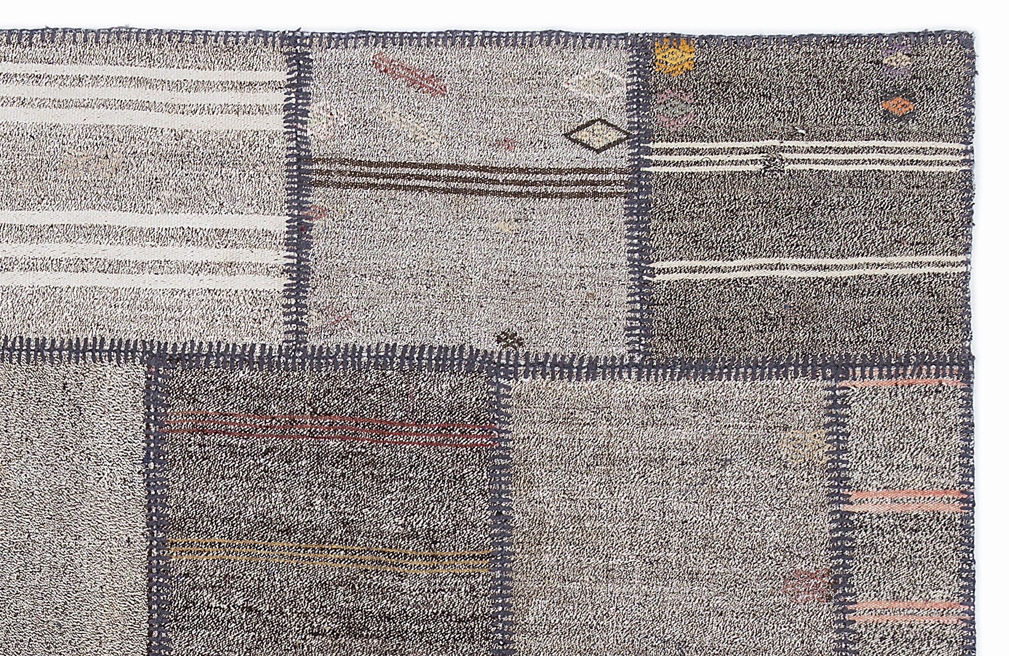 Striped Over Dyed Kilim Patchwork Unique Rug 5'3'' x 7'7'' ft 160 x 230 cm